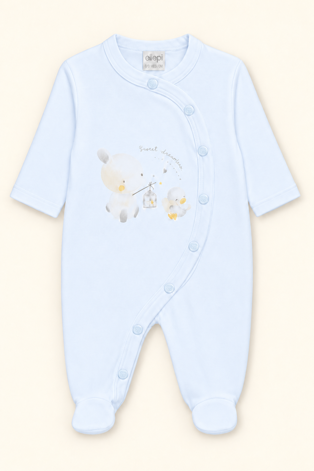 Tutina Neonato Unisex in Jersey di Cotone con Piedini