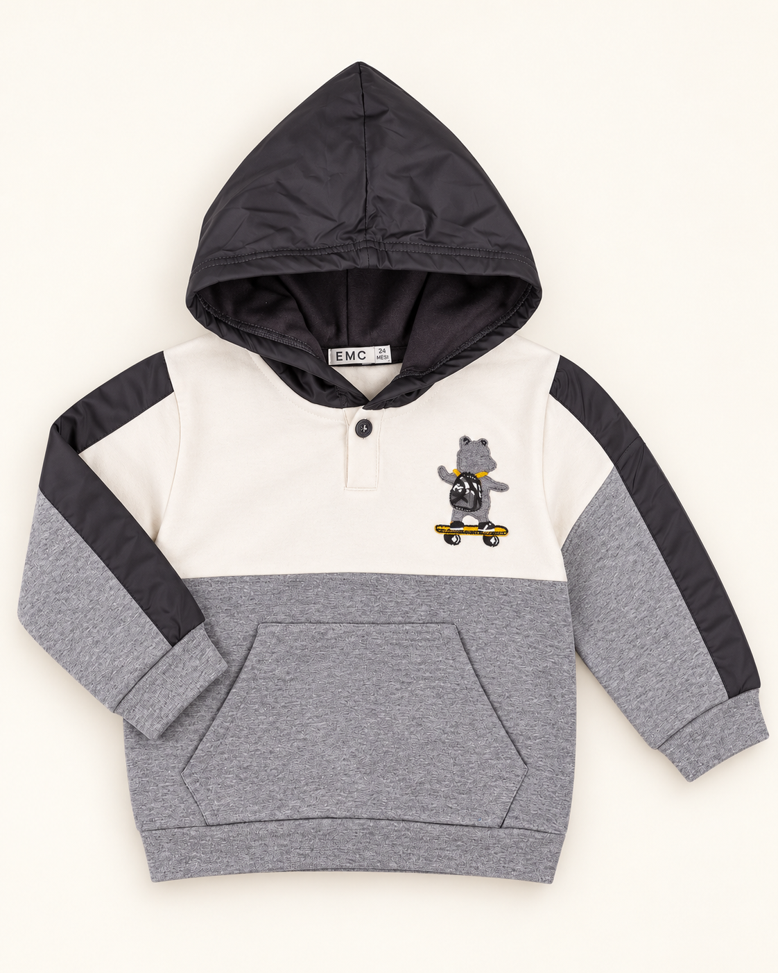 Felpa Bimbo EMC con Cappuccio e Orsetto Skater