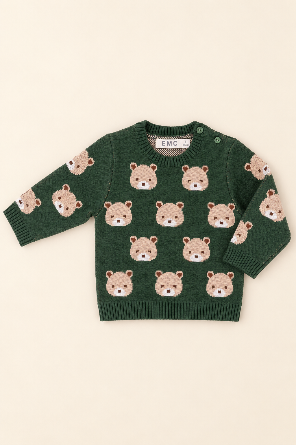 Maglione Bimbo EMC Verde con Orsetti Jacquard