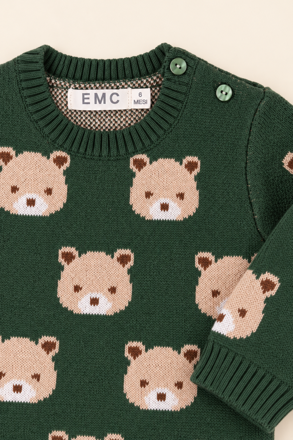 Maglione Bimbo EMC Verde con Orsetti Jacquard