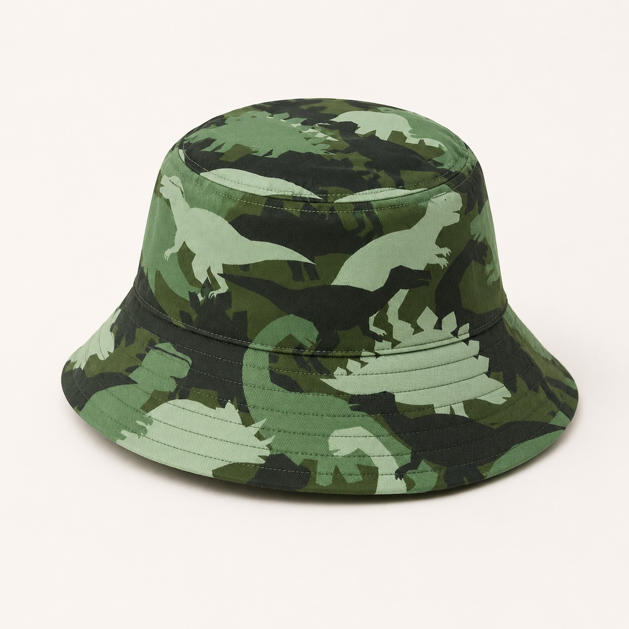 Cappello Pescatore Bimbo in 100% Cotone con Dinosauri e Palme