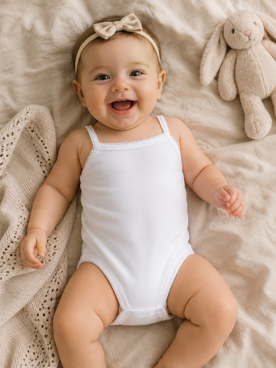 Set 3 Body Bambina a Spalline in Costina di Cotone
