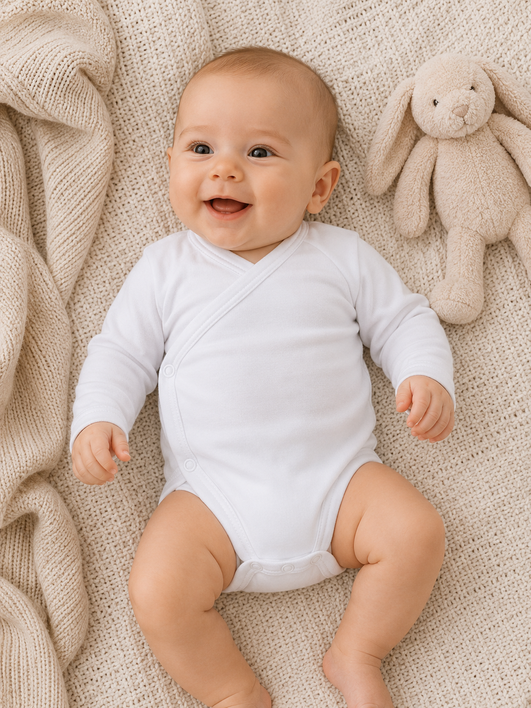 Set 3 Body Neonato Unisex Manica Lunga in Caldo Cotone con Apertura a Portafoglio