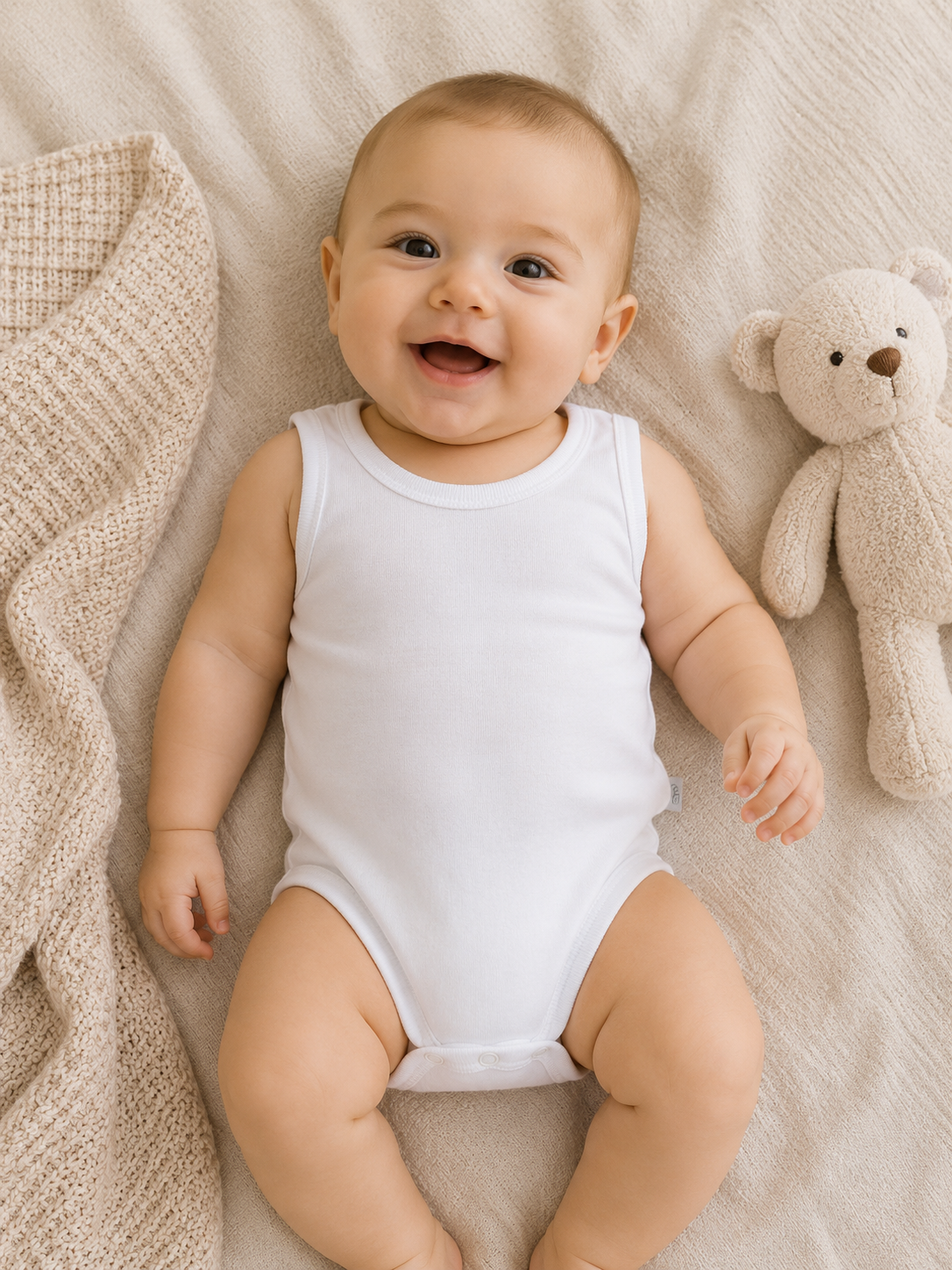 Set 6 Body Neonato Unisex Canotta in Costina di Cotone