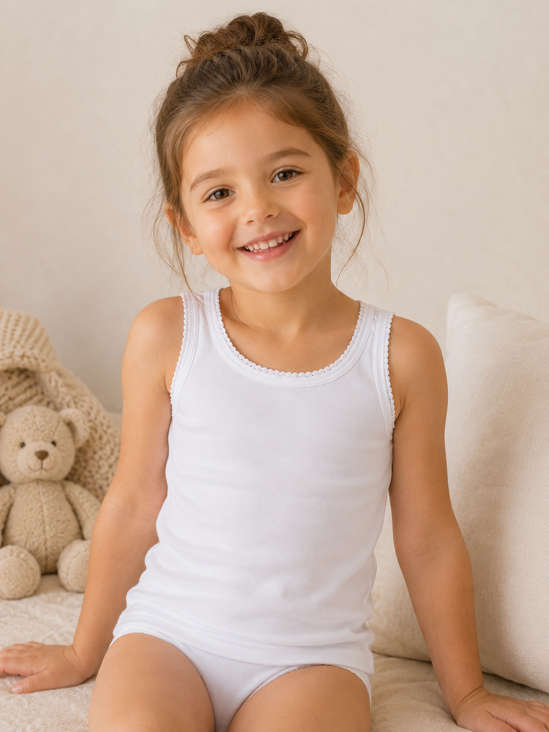 Set 3 Canotte Bambina in Costina di Cotone