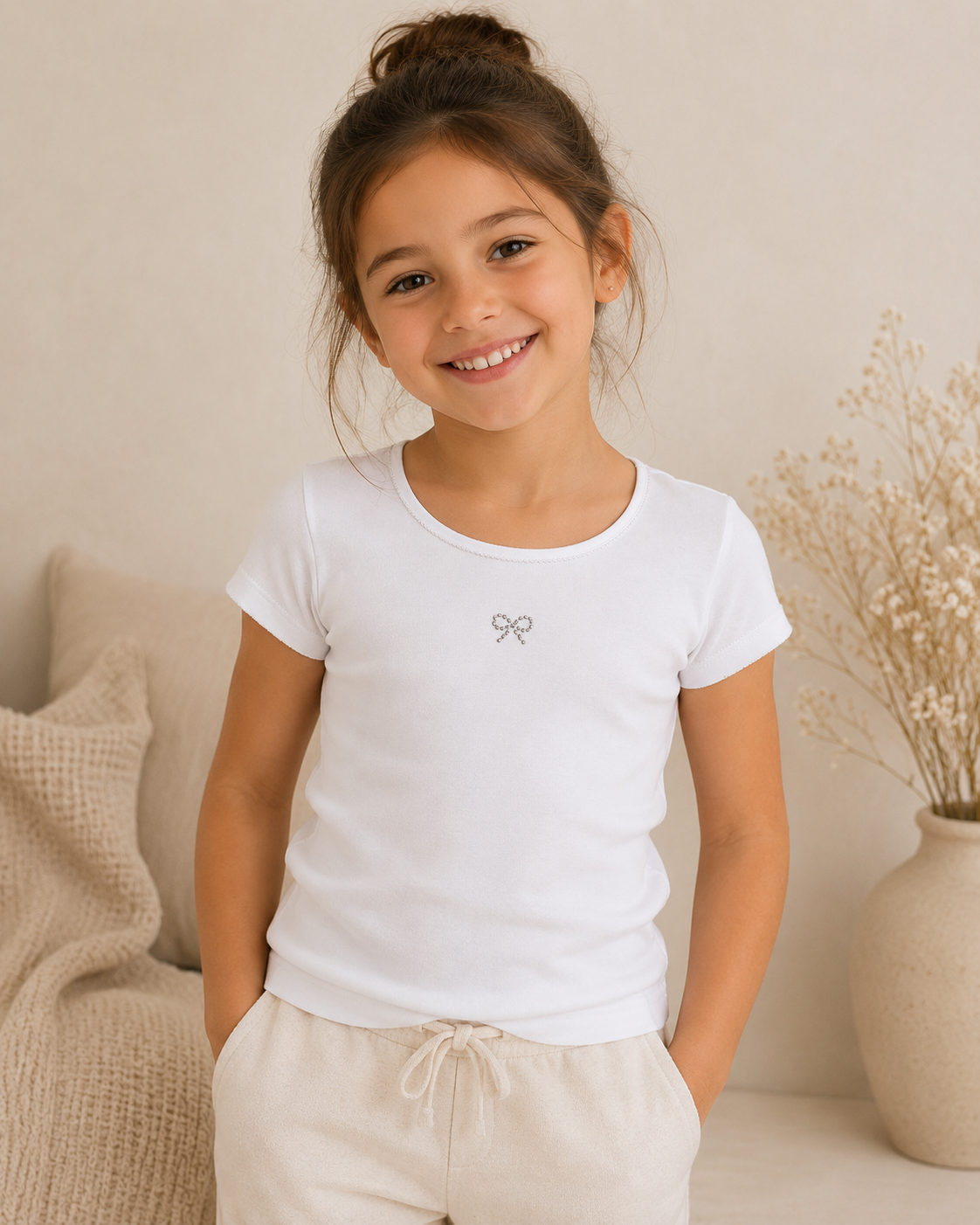 Set 3 Magliette Intime Bambina in Costina di Cotone