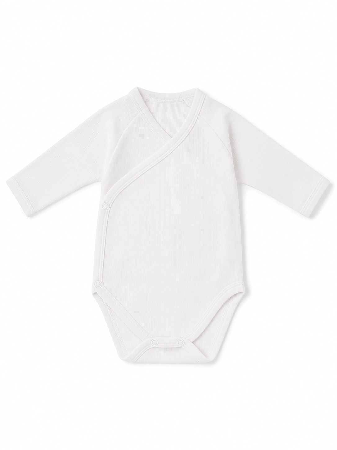 Set 3 Body Neonato Unisex Manica Lunga in Costina di Cotone con Apertura a Portafoglio