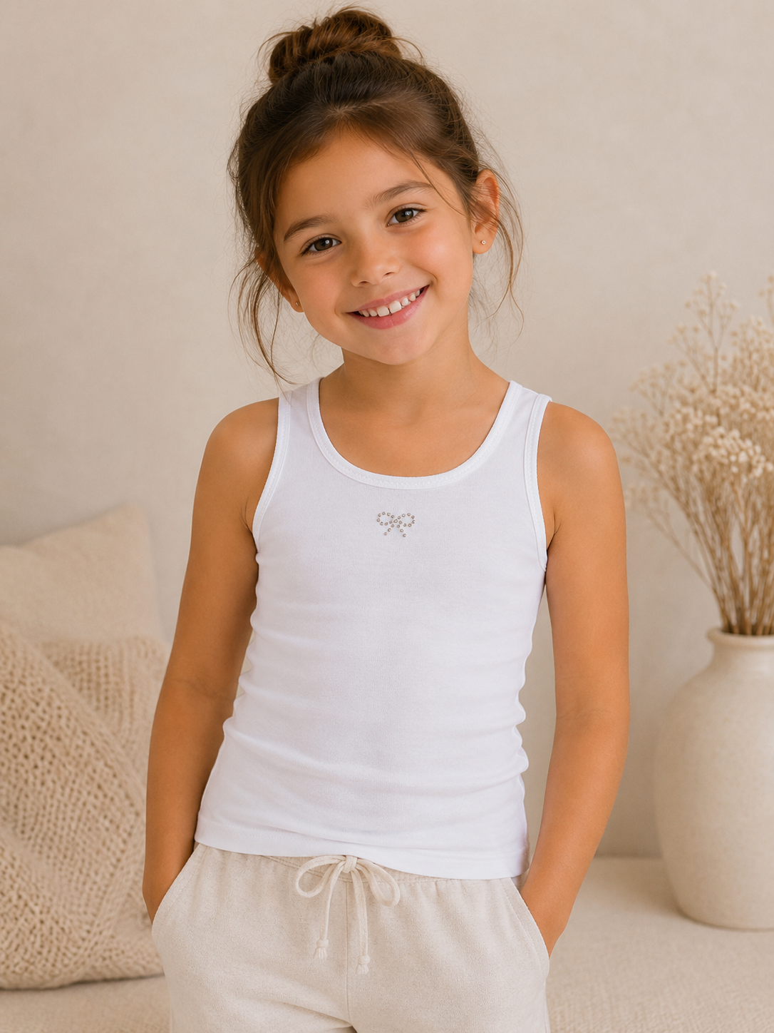 Set 3 Canotte Bambina in Costina di Cotone