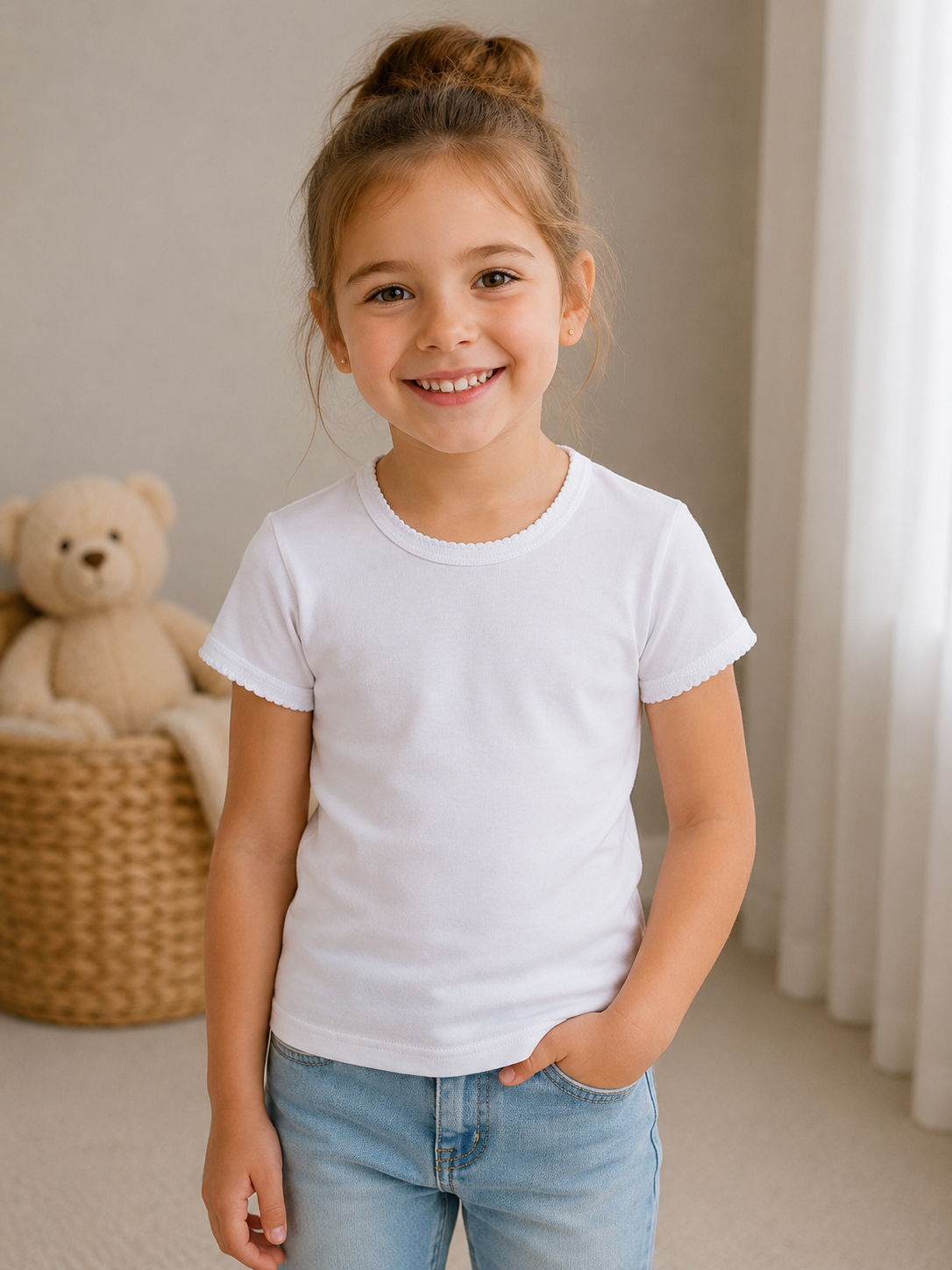 Set 3 Magliette Intime Bambina in Costina di Cotone