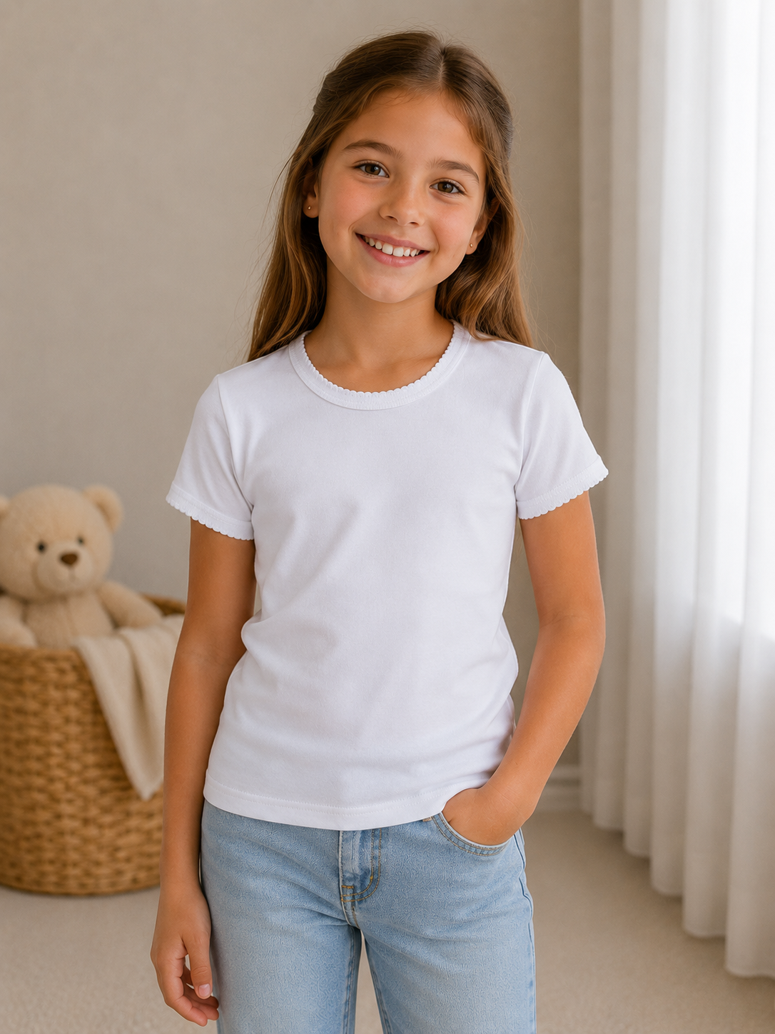 Set 3 Magliette Intime Bambina in Costina di Cotone