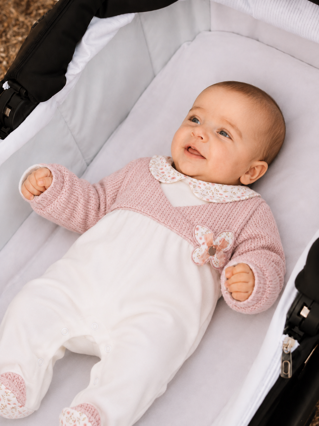 Tutina Neonata EMC Rosa e Panna con Applicazione Fiore