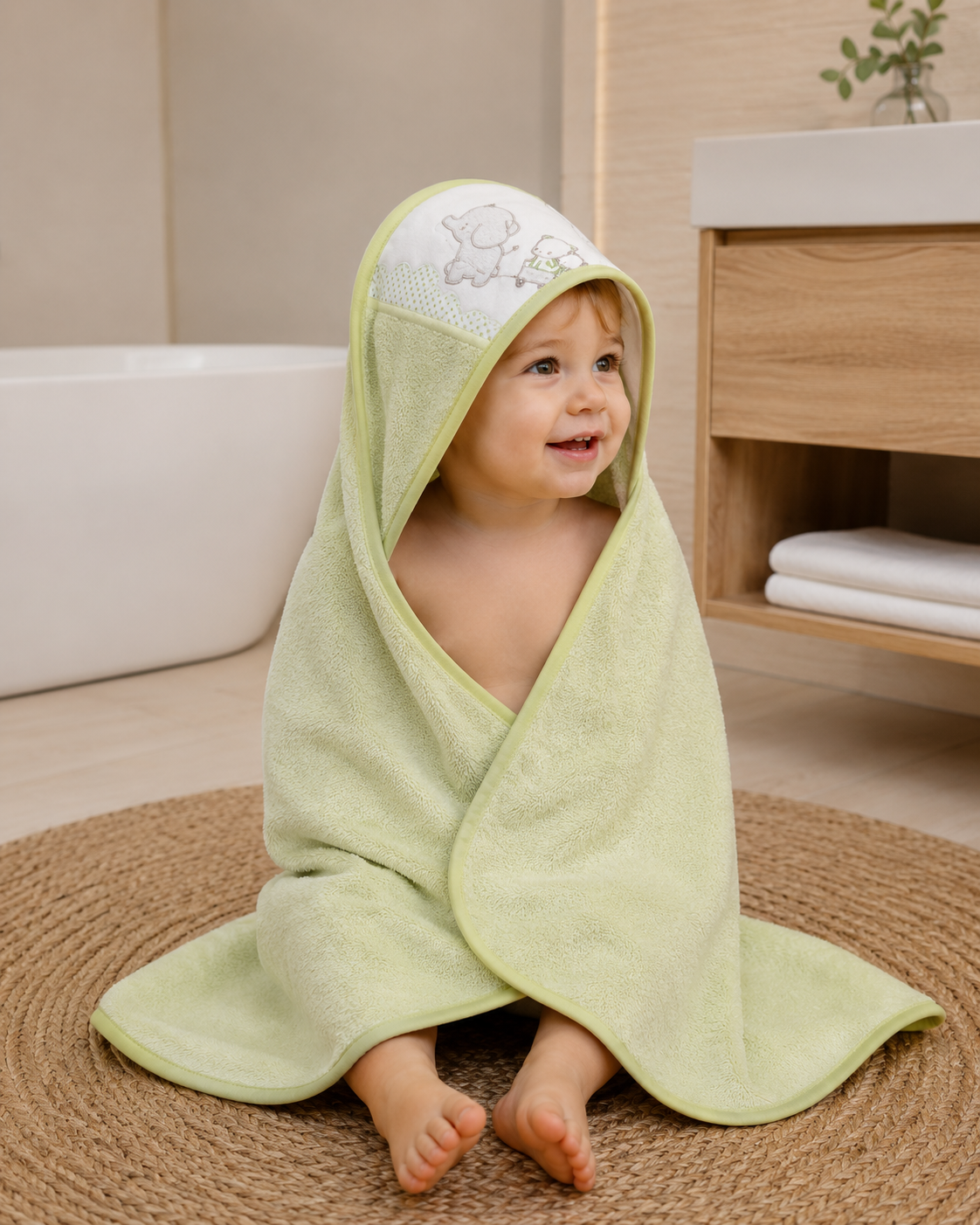 Accappatoio a Triangolo Neonato Unisex in Cotone