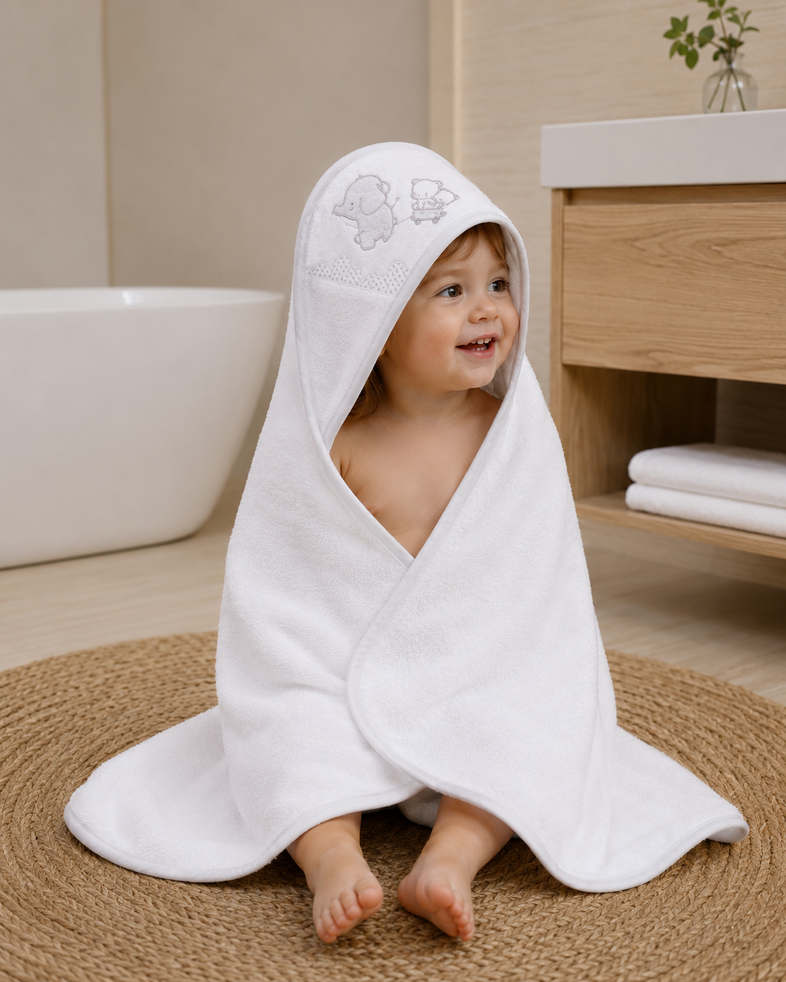 Accappatoio a Triangolo Neonato Unisex in Cotone