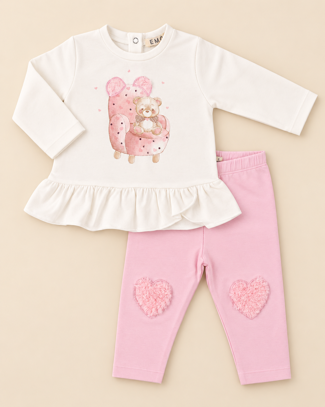 Completo Bimba EMC con Orsetto e Leggings con Cuori