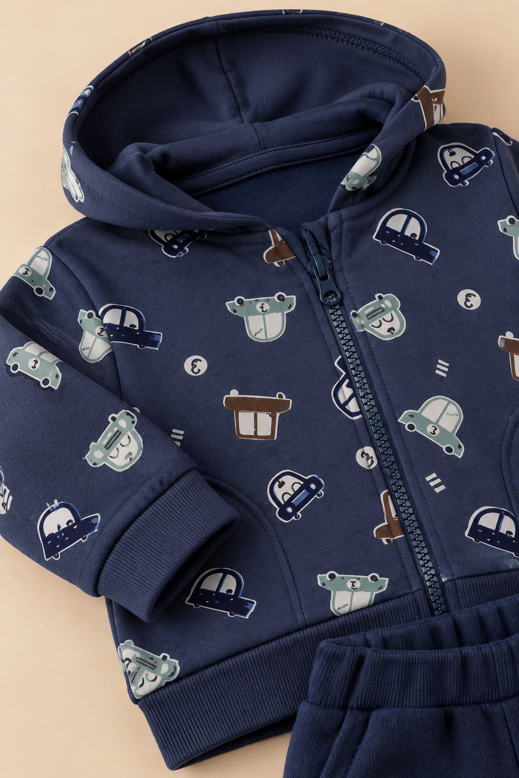 Completo Bambino in Felpa di Cotone Con Cappuccio