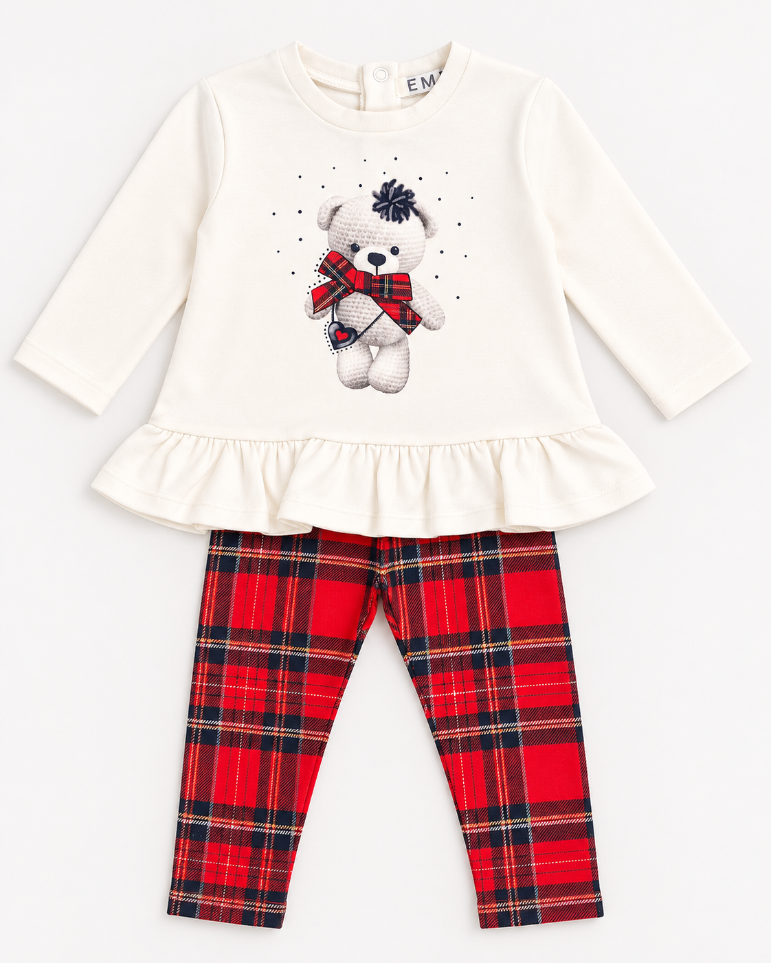 Completo Bambina Due Pezzi con Orsetto Scozzese