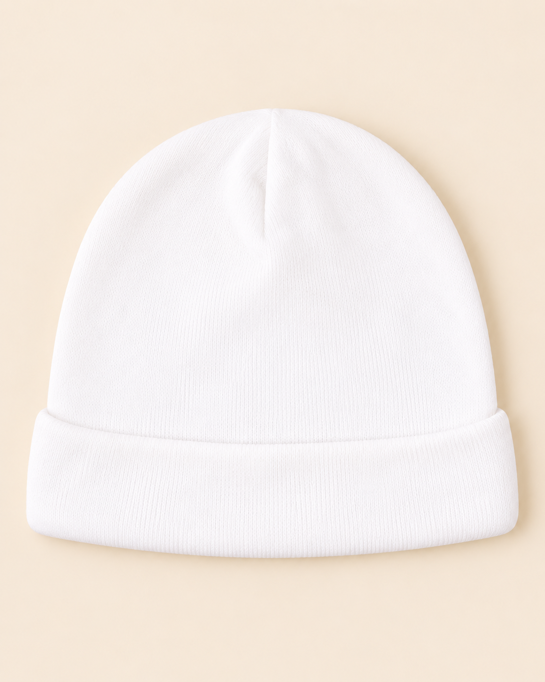 Cappellino Neonato EMC Bianco in Velour con Risvolto