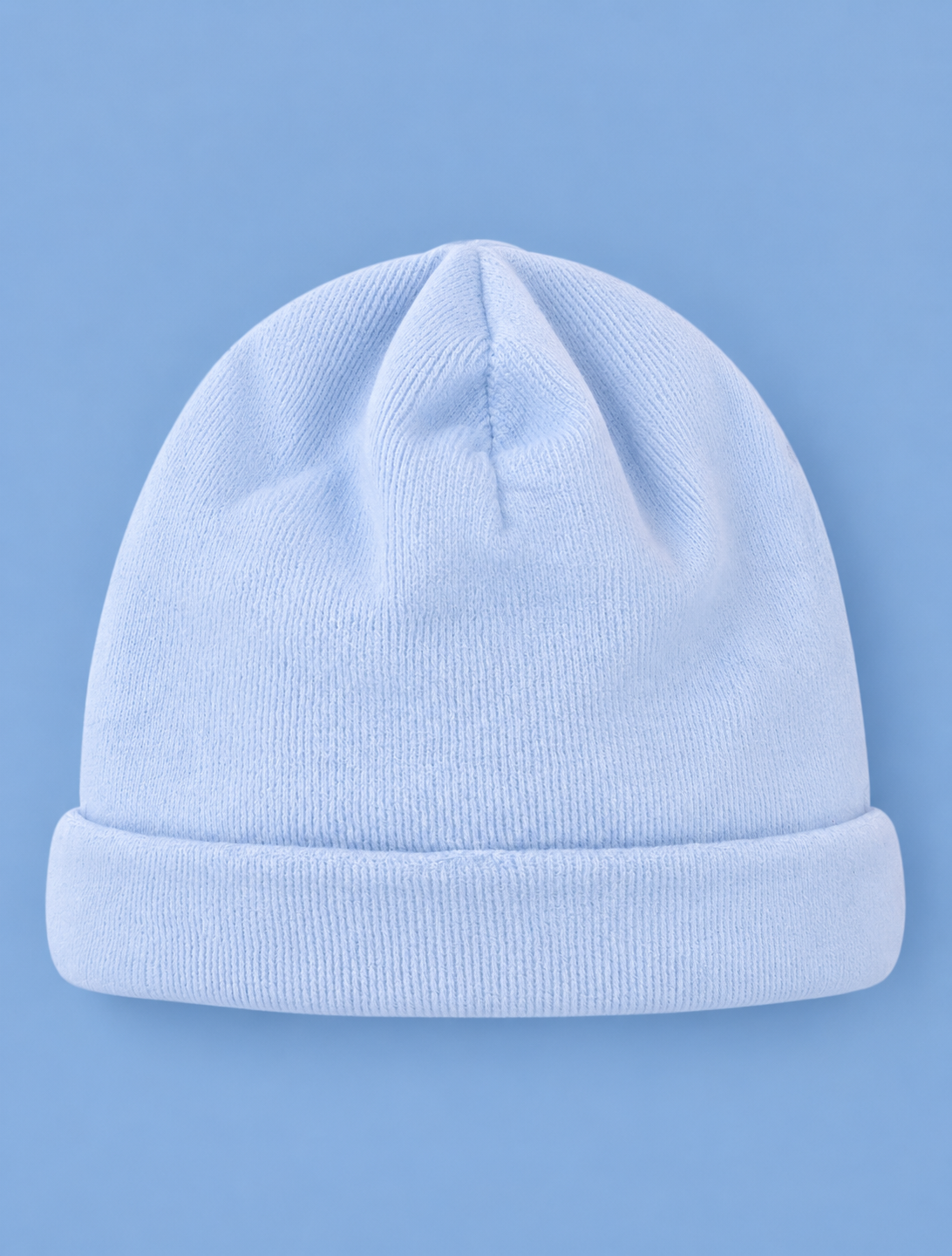 Cappellino Neonato EMC Azzurro in Velour con Risvolto