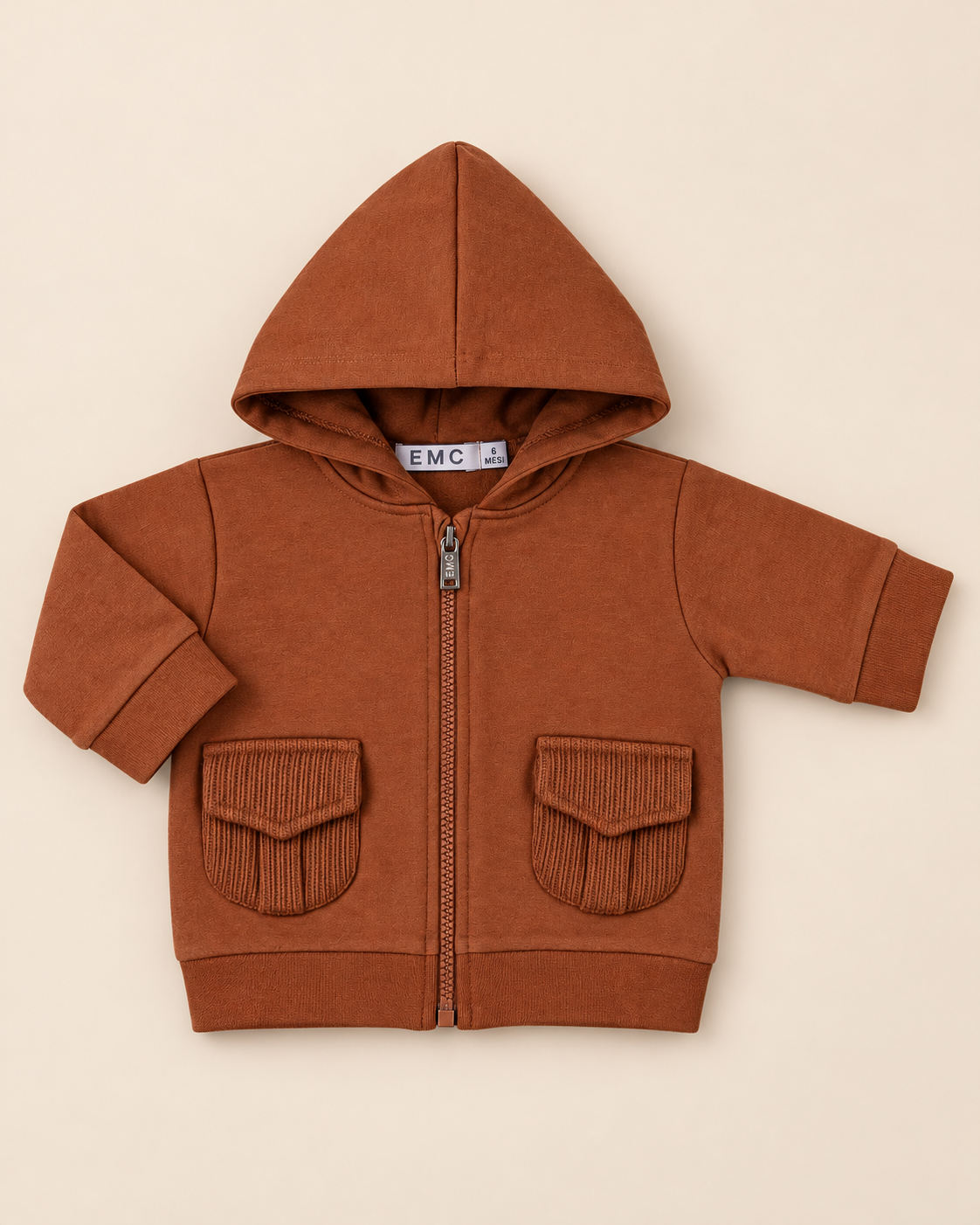 Felpa Marrone Bambino con Cappuccio