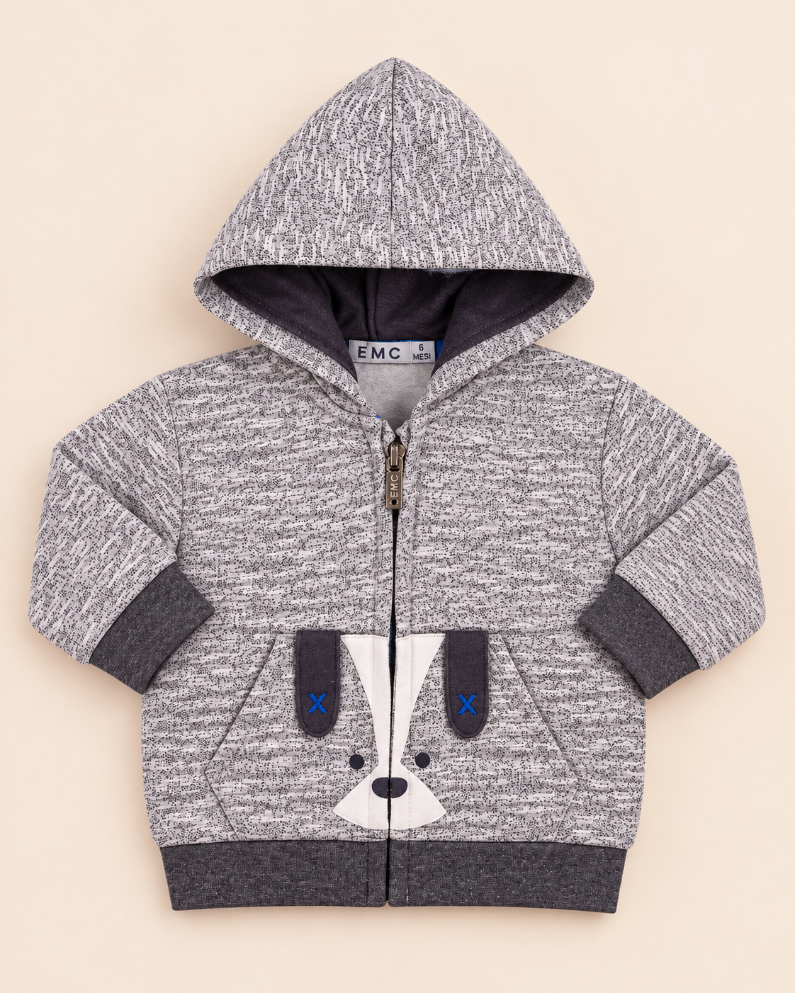 Felpa Bambino con Cappuccio Grigio Melange