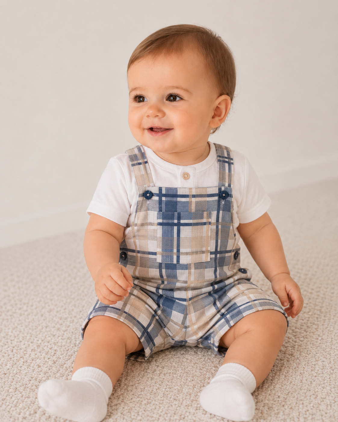Completo Estivo Bambino con Salopette Scozzese