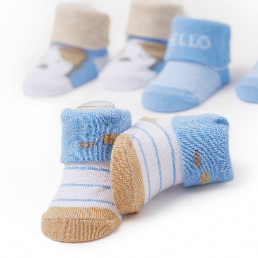 Set 3 Paia di Calzini Neonato in Cotone 0-6 Mesi