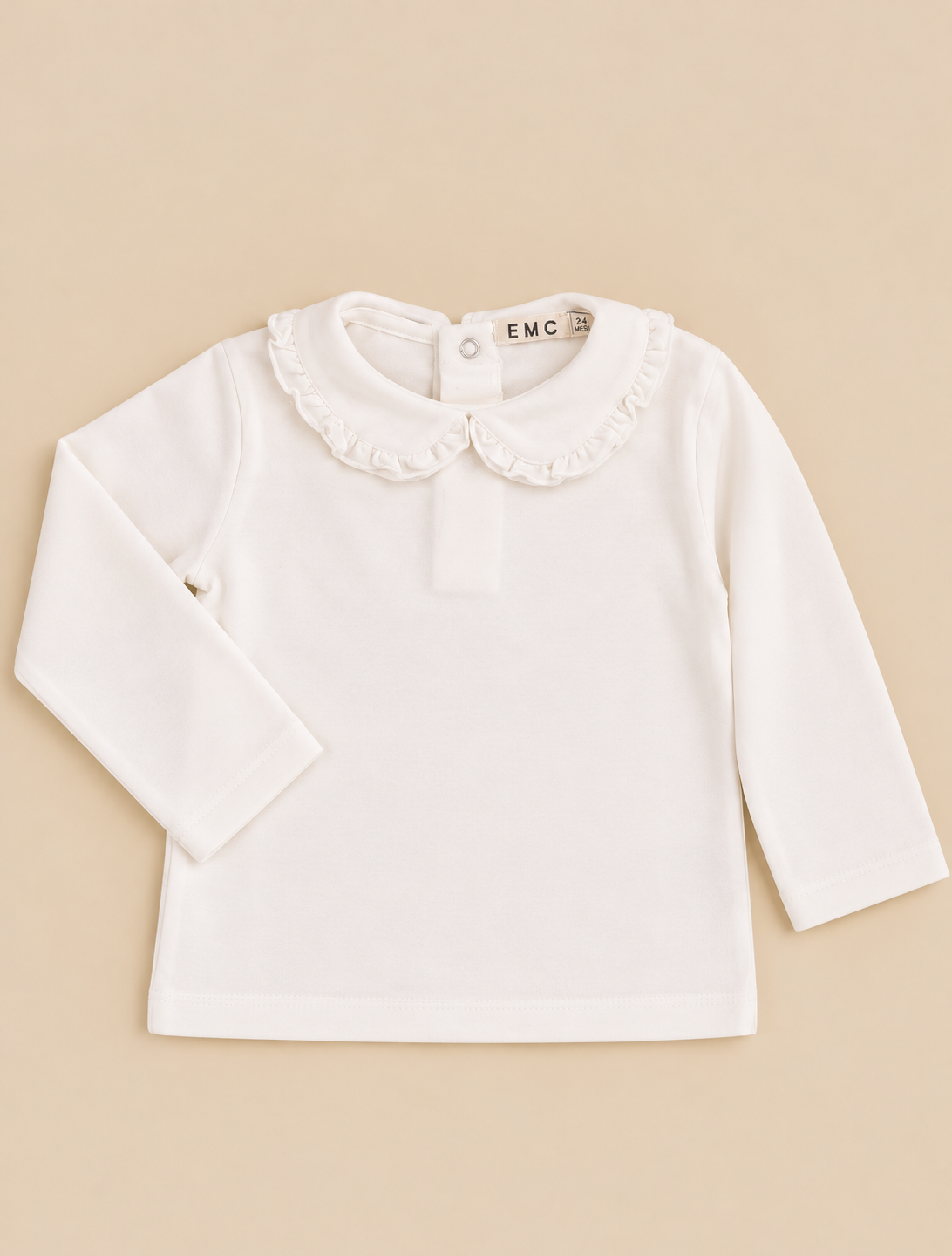 T-shirt a Manica Lunga in Cotone con Colletto