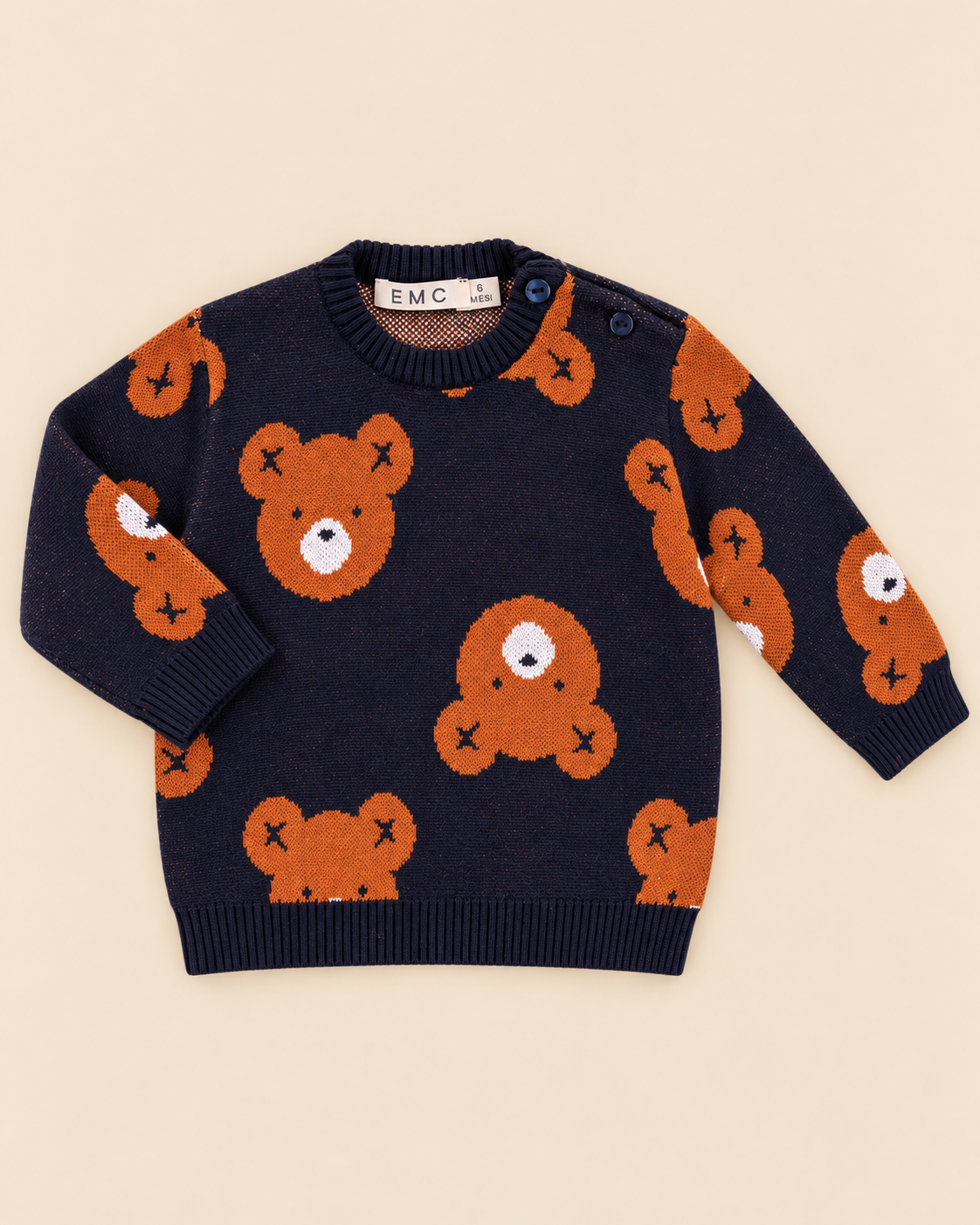 Maglia Bambino in Tricot Blu ed Orsetti