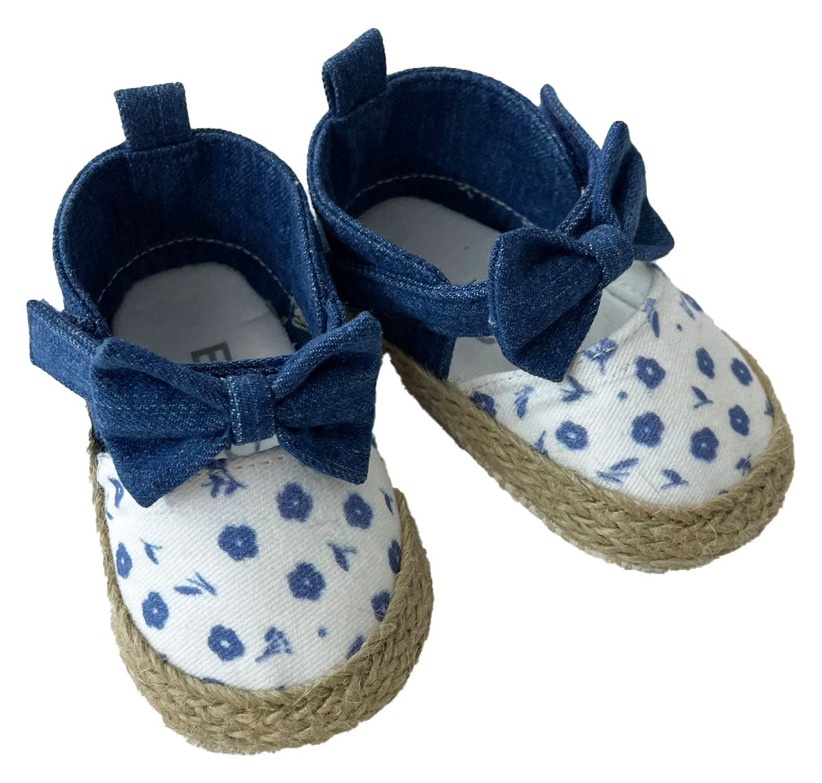 Scarpette Primi Passi Bambina stile Espadrillas Denim con Fiori