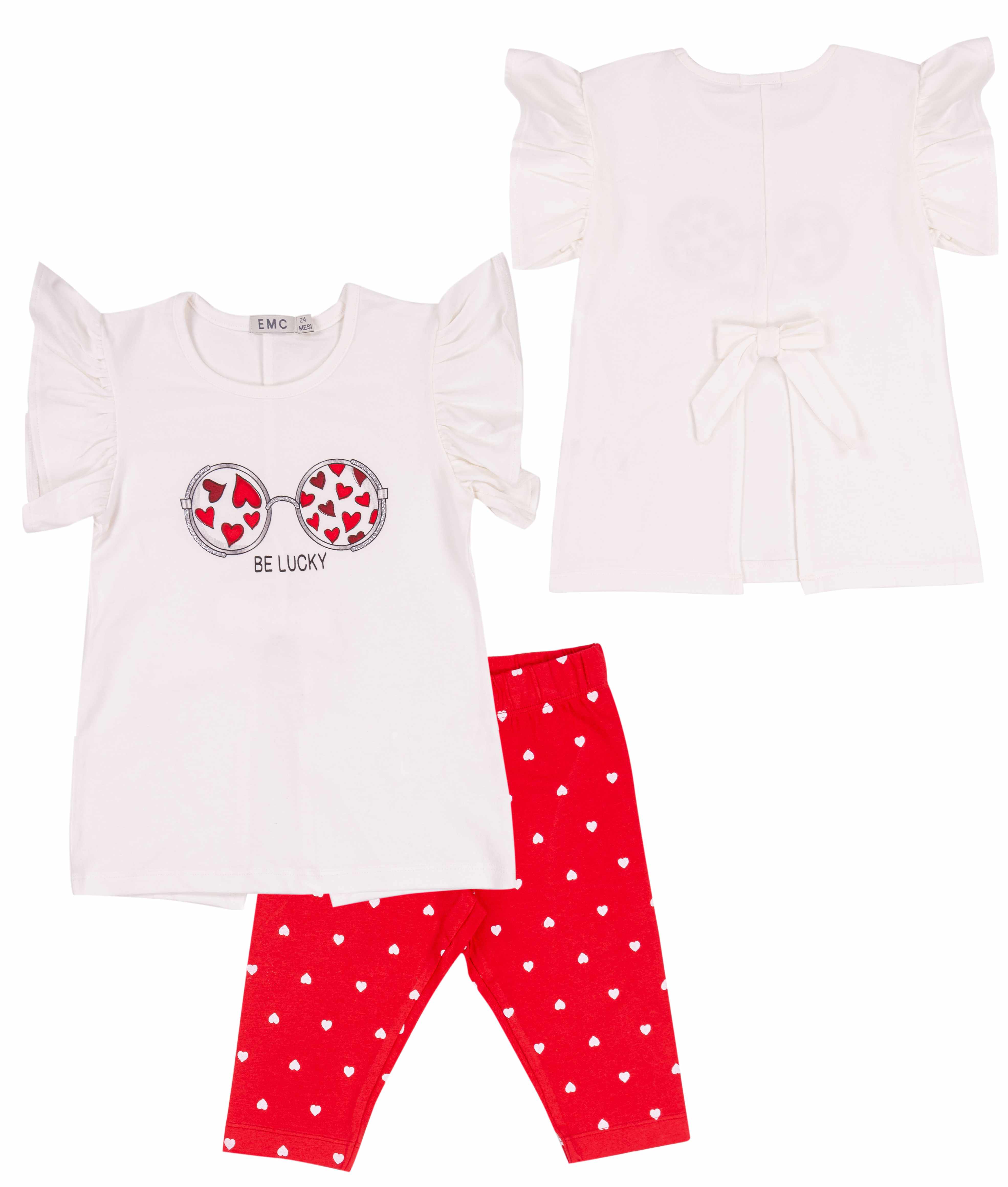 Completo Bambina Cotone Stretch Volant