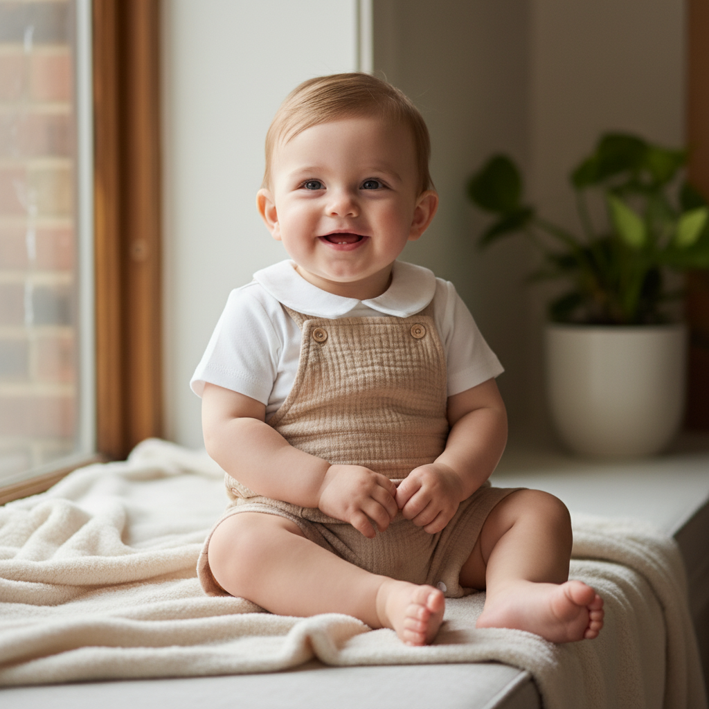 Completo Estivo Bambino in Garza di Puro Cotone stile Salopette