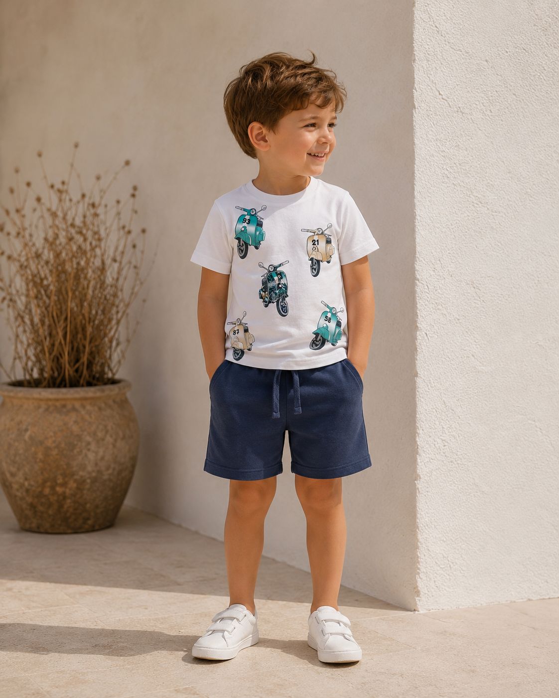 Completo Corto Bambino "Vespa Story" - T-shirt e Pantaloncino