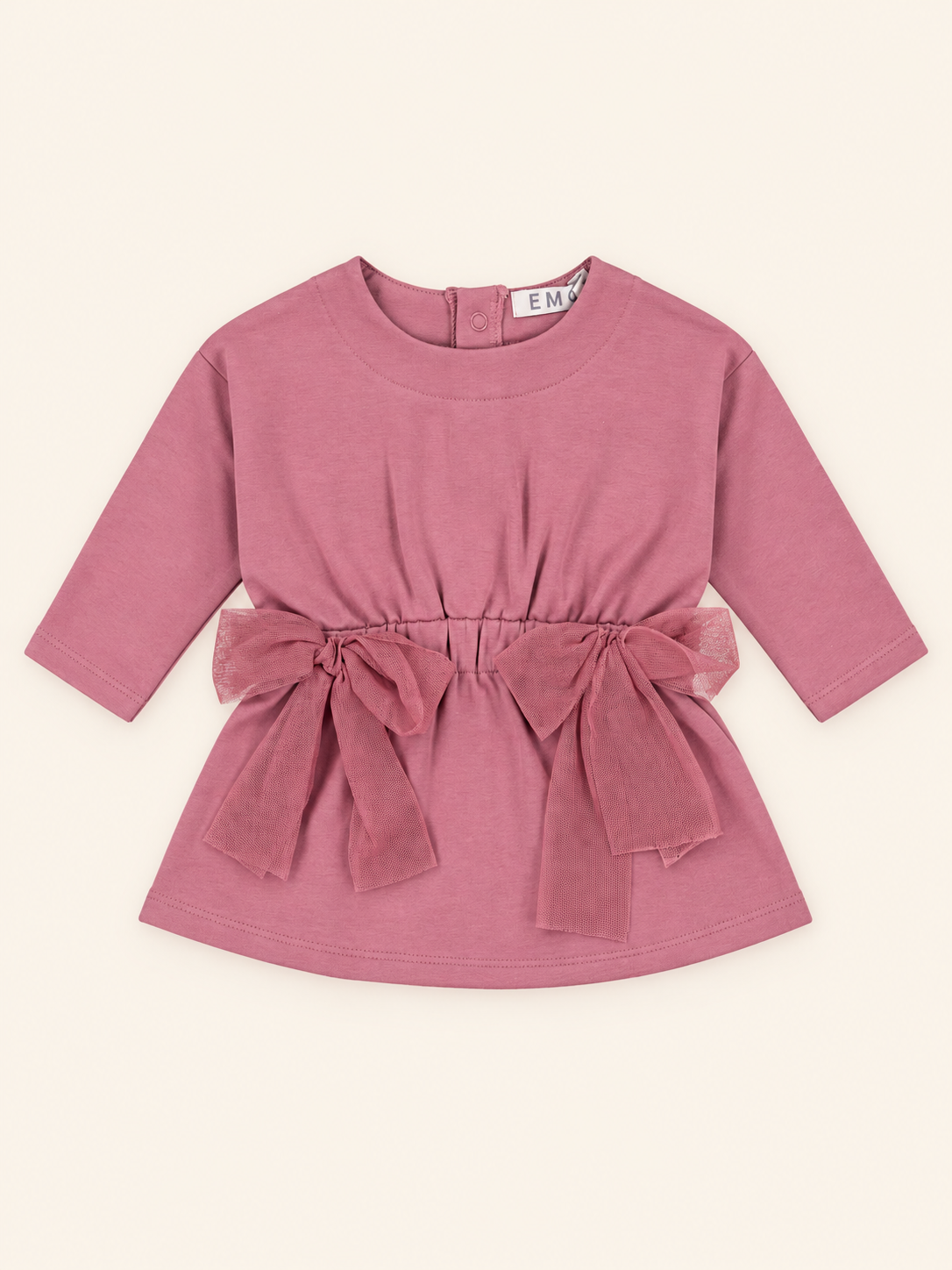 Felpa Bambina Girocollo Rosa con Fiocchi
