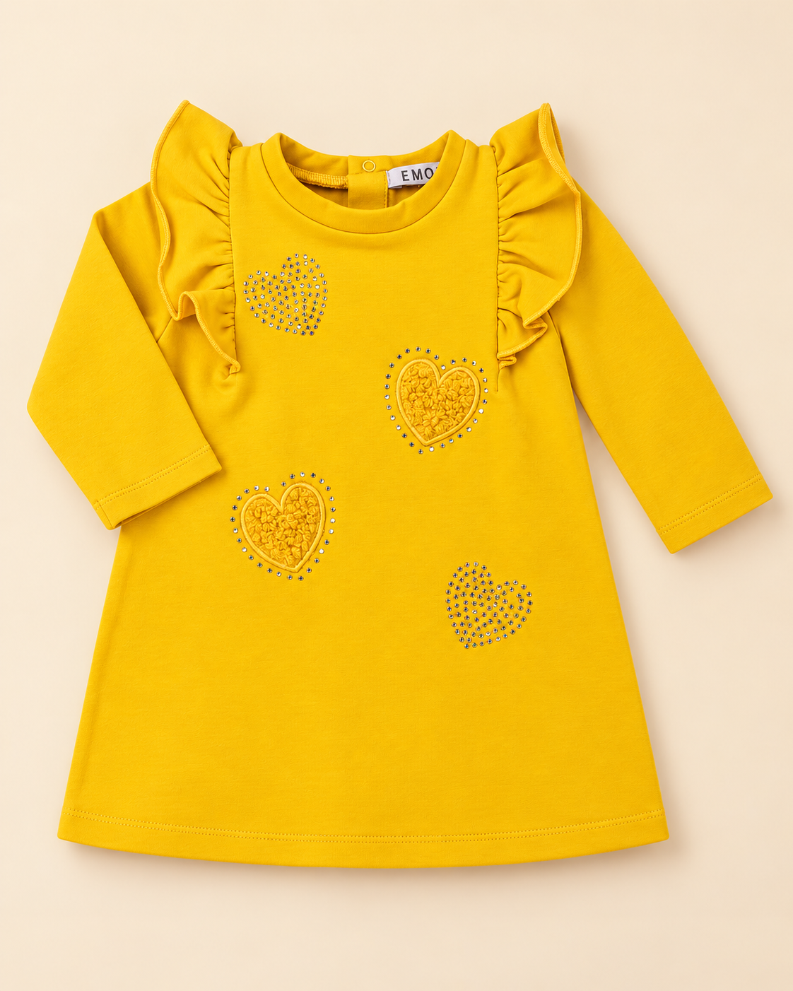 Vestitino Bimba EMC Giallo con Cuori Glitter