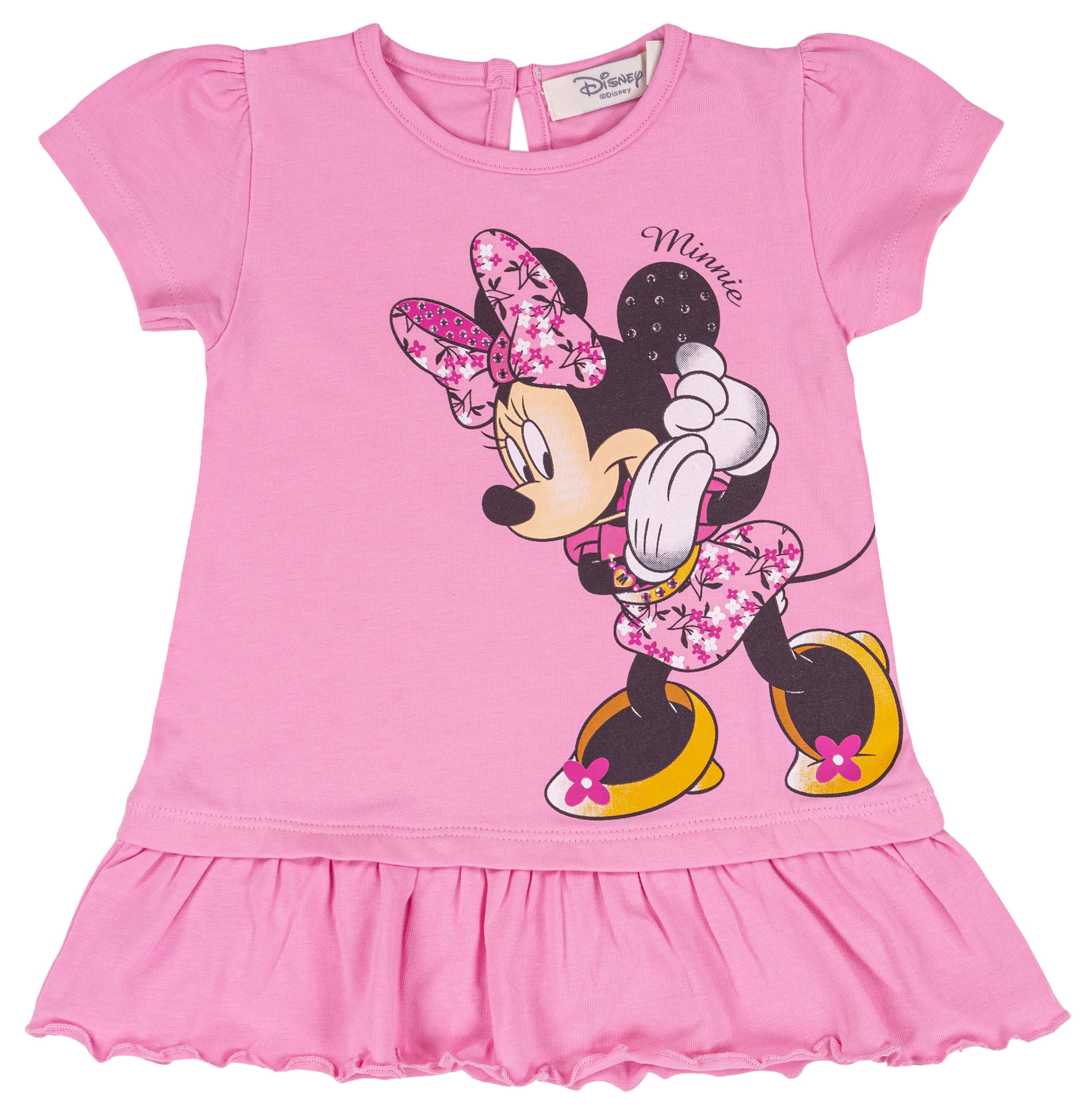 Abito T-shirt Bambina Disney Minnie Mouse in Cotone Elasticizzato