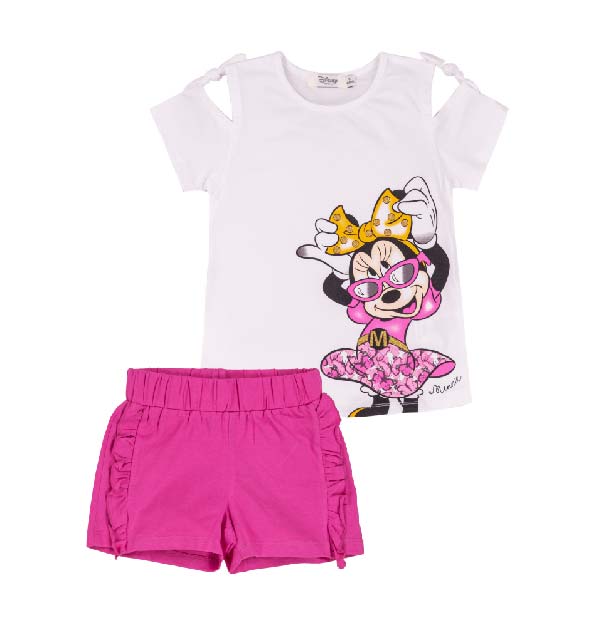Completo Bimba Disney "Glamour Minnie" | T-shirt Cut-Out e Shorts Fucsia