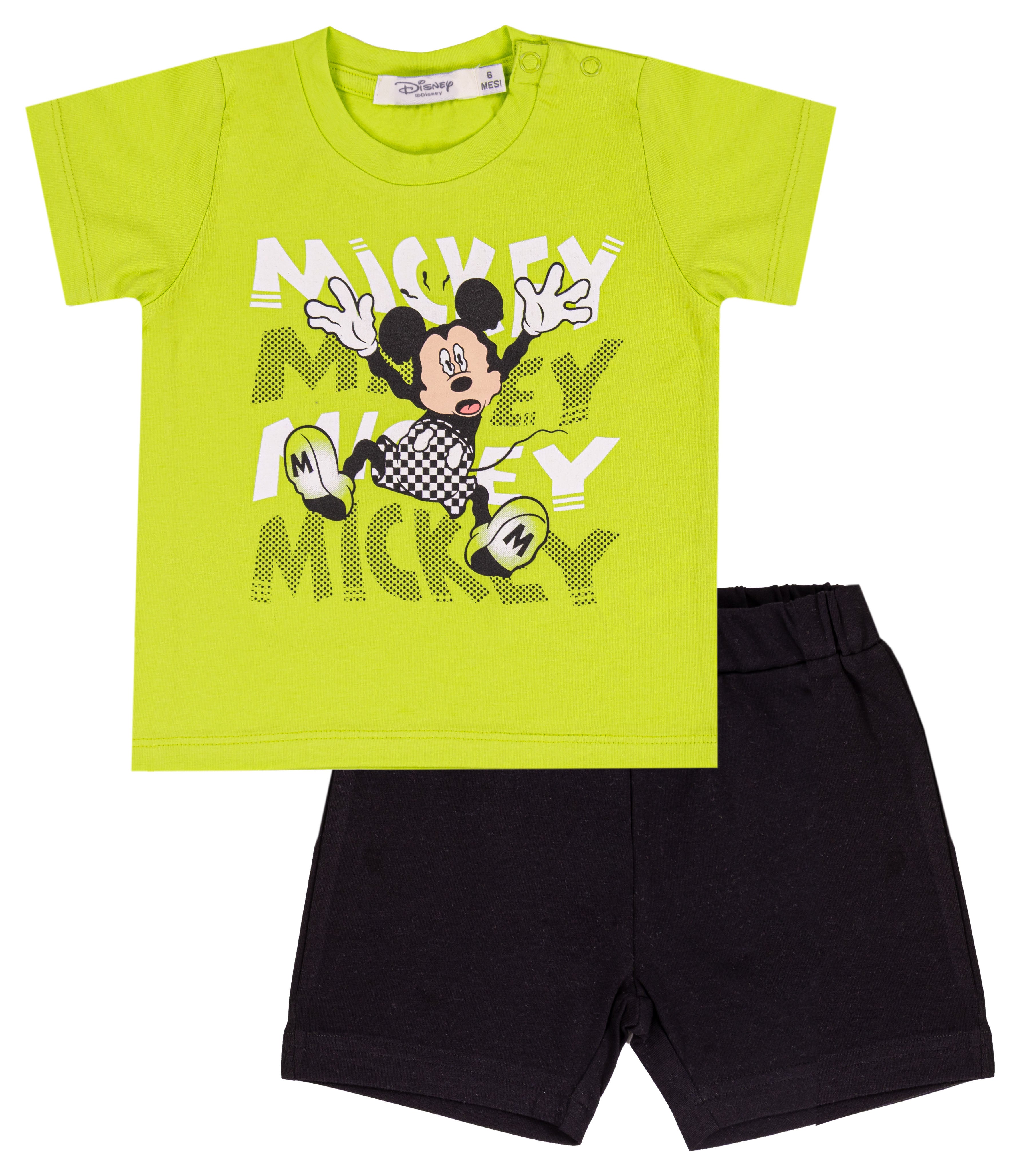 Completo Estivo Bambino Disney Mickey Mouse Giallo Lime e Nero