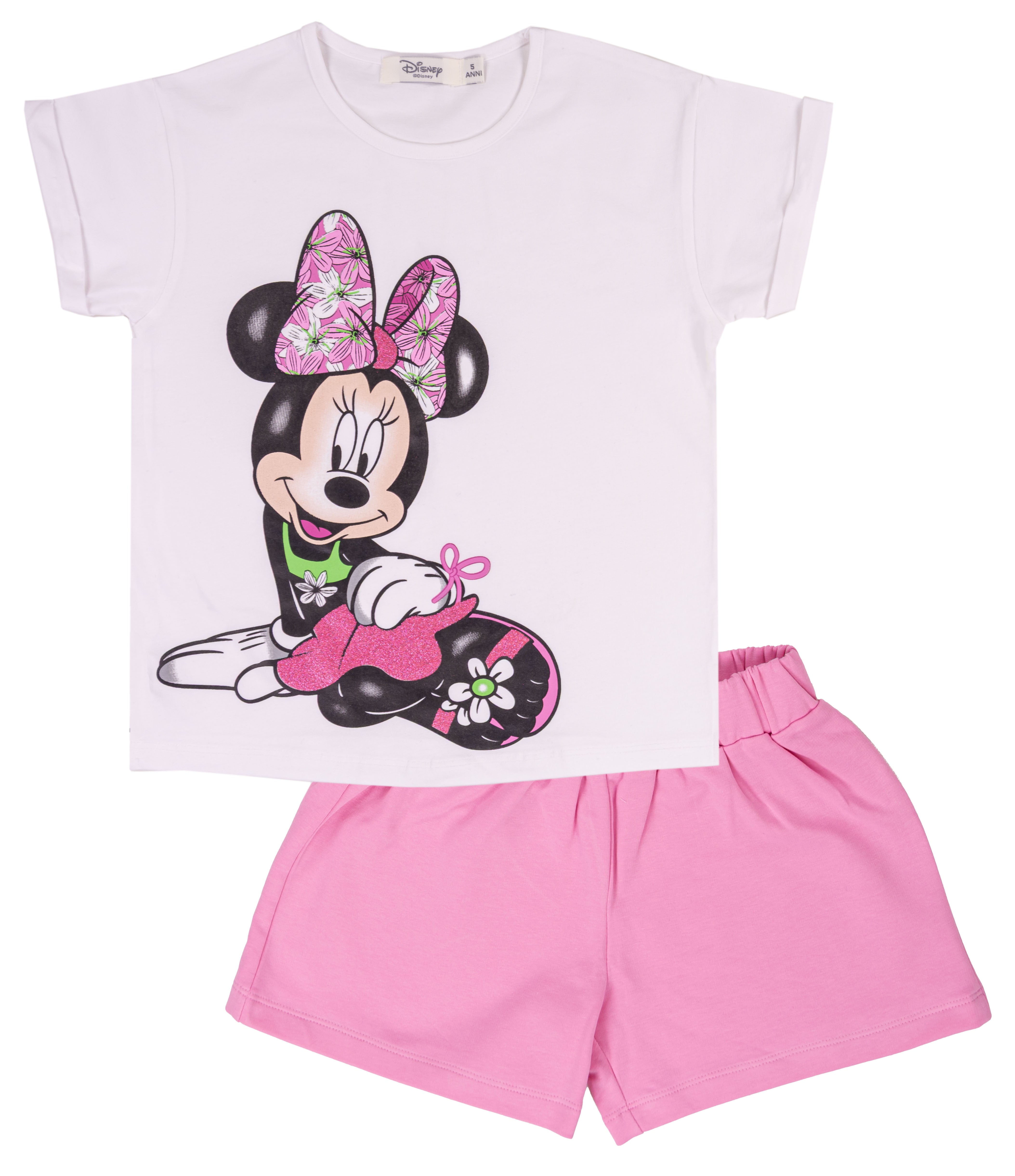 Completo Estivo Bambina Disney Minnie in Cotone Elasticizzato