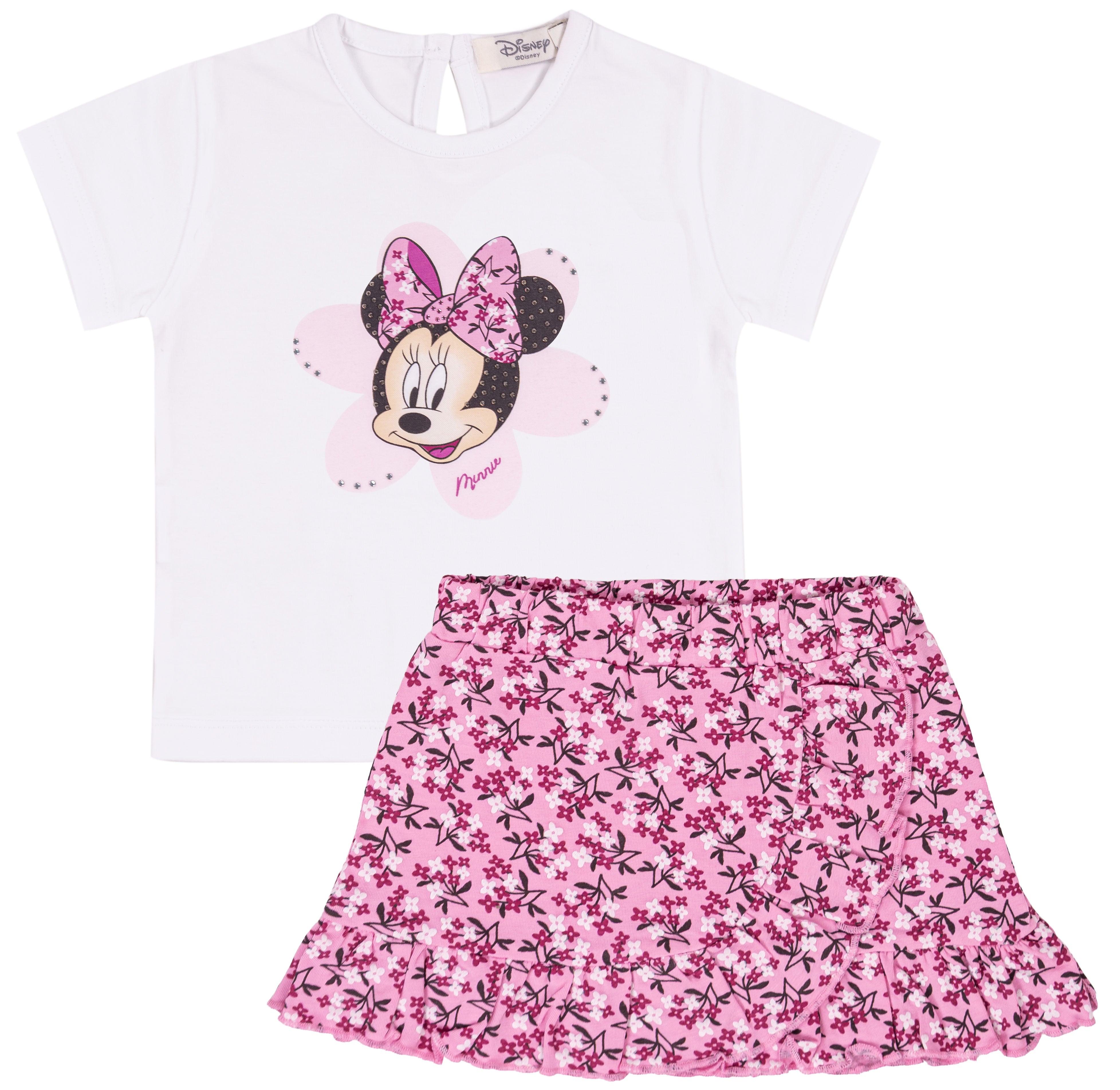 Completo Bambina Disney Minnie Mouse T-shirt e Gonna a Fiori