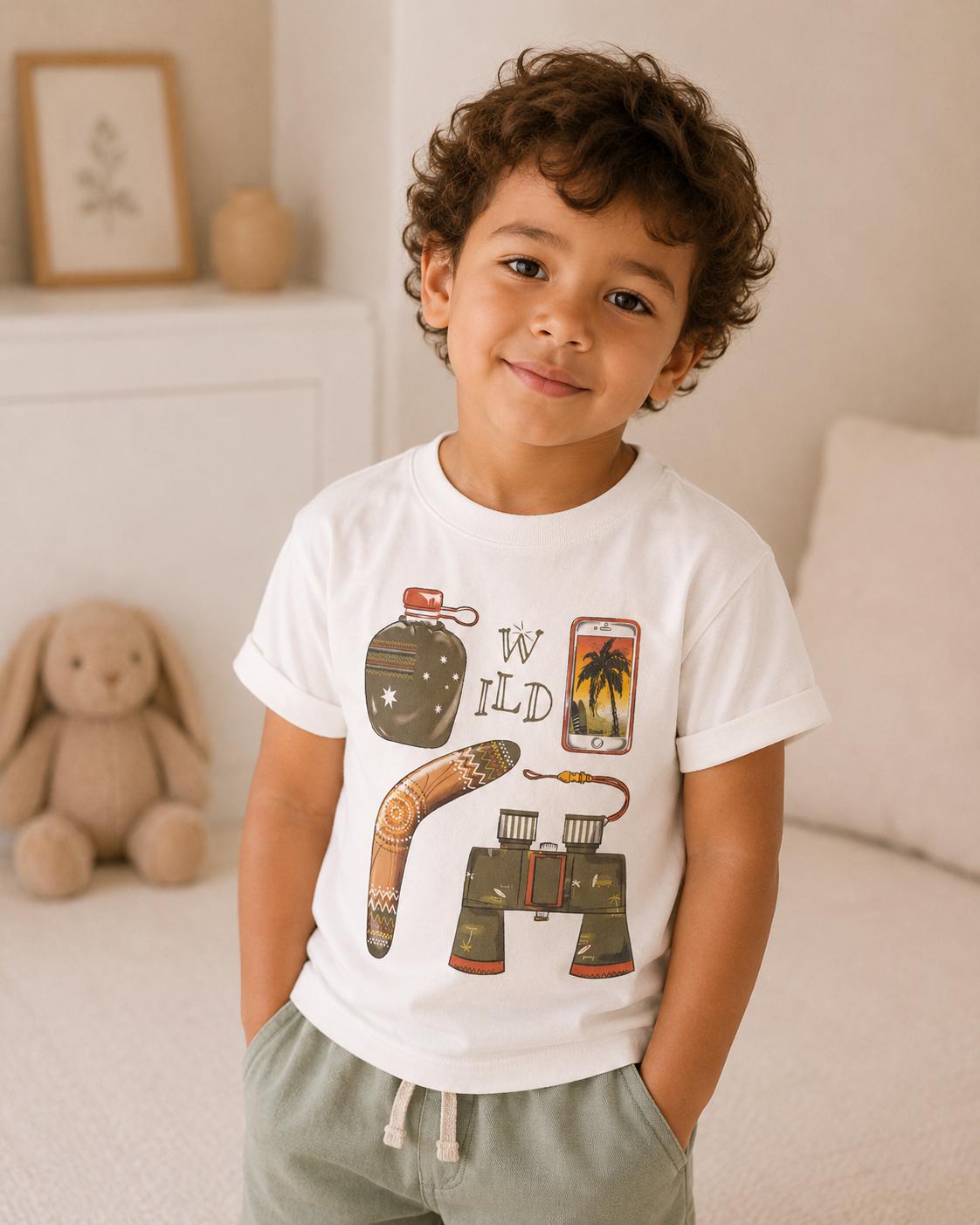 T-shirt Bambino Manica Corta in Cotone Wild Adventure