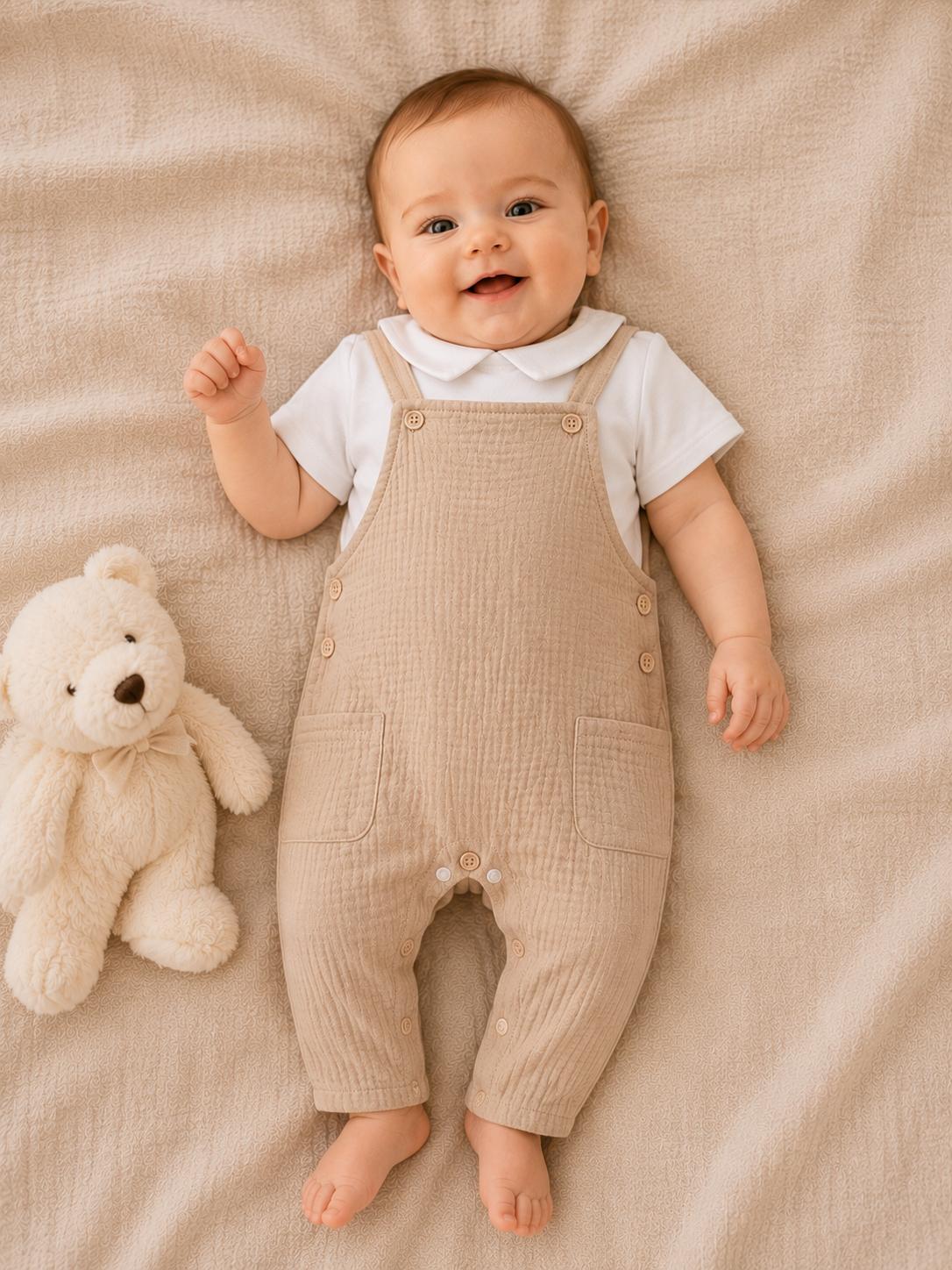Completo Estivo Bambino in Garza di Puro Cotone stile Salopette