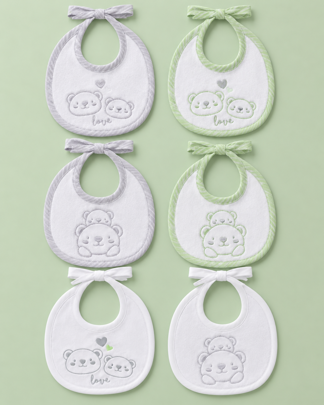 Set da 6 Bavaglini Tondi Orsetti Fantasie Assortite