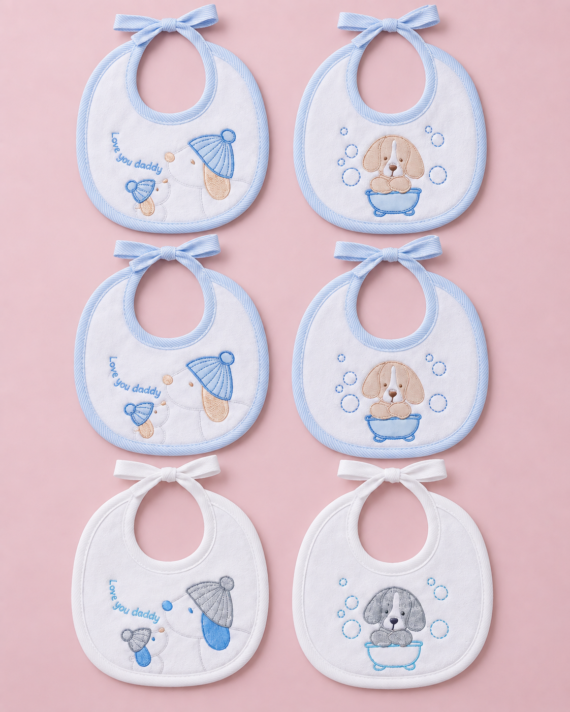 Set da 6 Bavaglini Tondi Bimbo Orsetto Fantasie Assortite