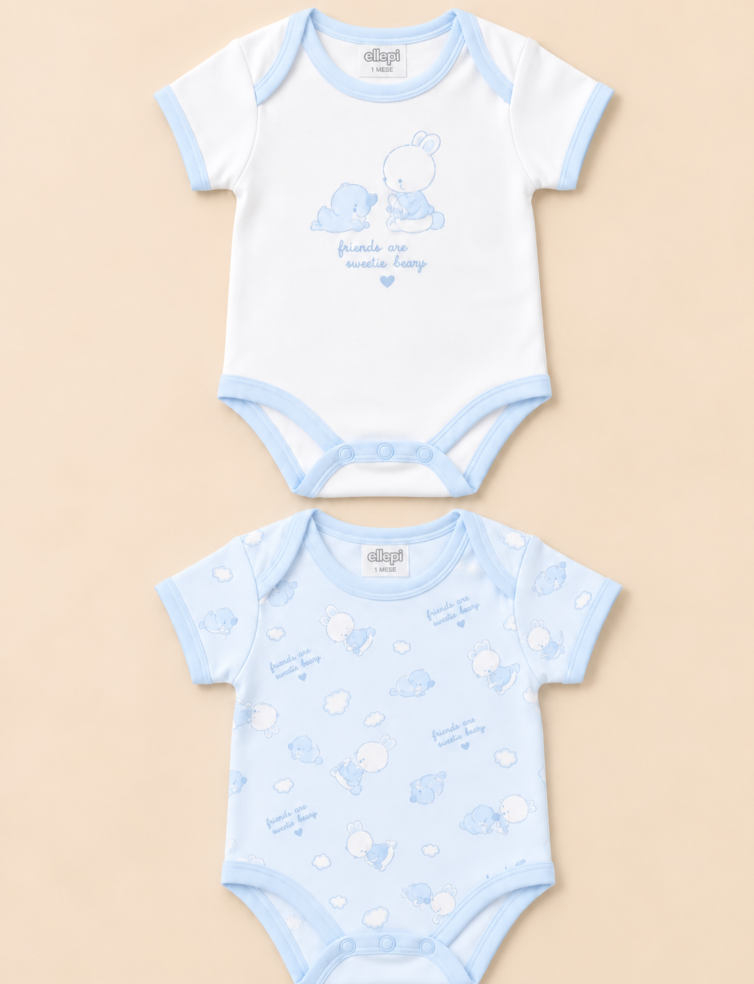 Set 6 Body Neonato  in Cotone Manica Corta