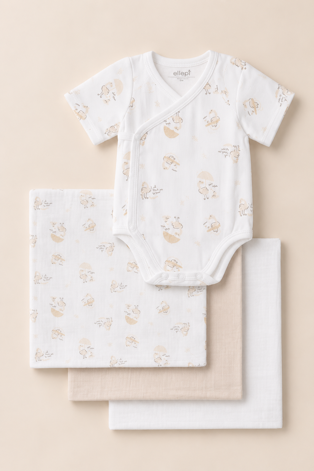 Set Regalo Neonato 4 Pezzi in Bamboo