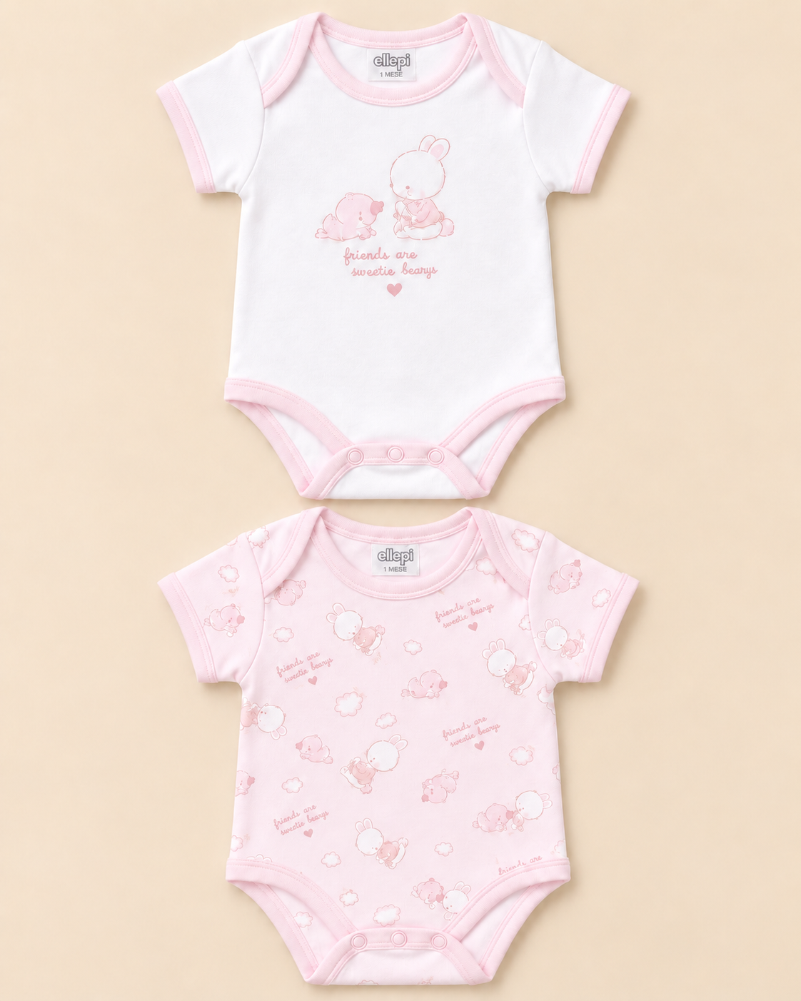 Set 6 Body Neonato  in Cotone Manica Corta