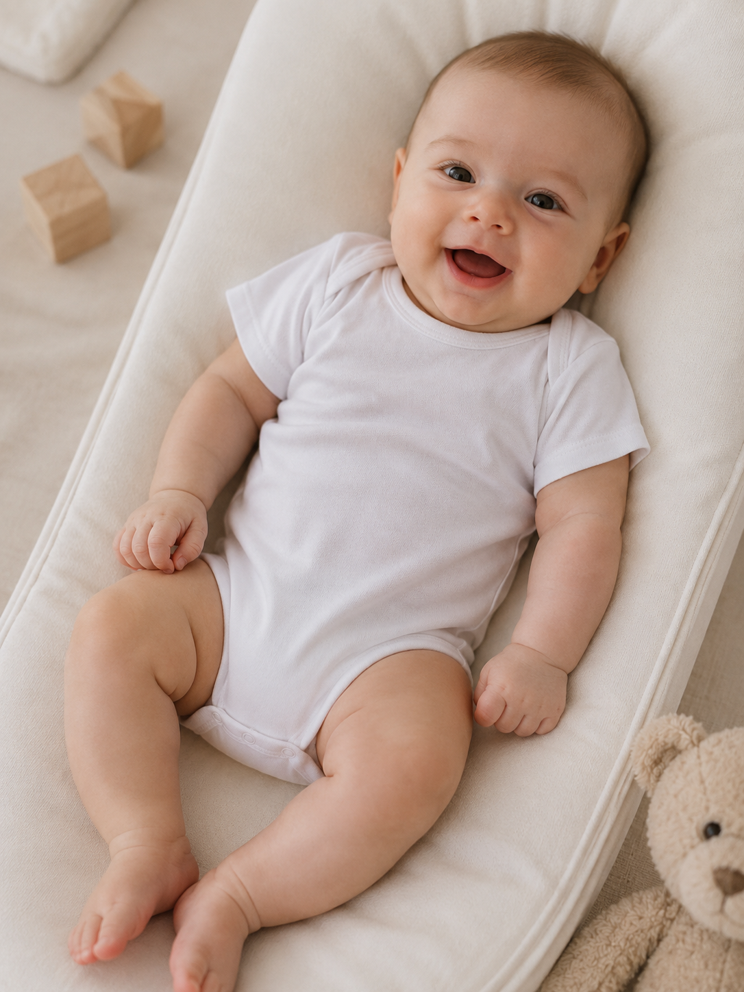 Set 6 Body Neonato Unisex Scollo Americano in Costina di Cotone Manica Corta