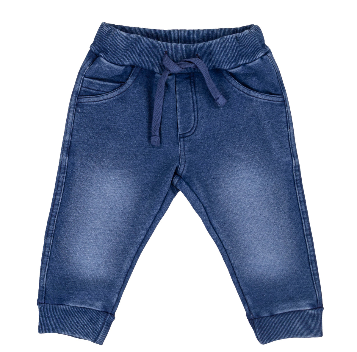 Pantalone Bimbo EMC in Felpa Effetto Denim con Coulisse