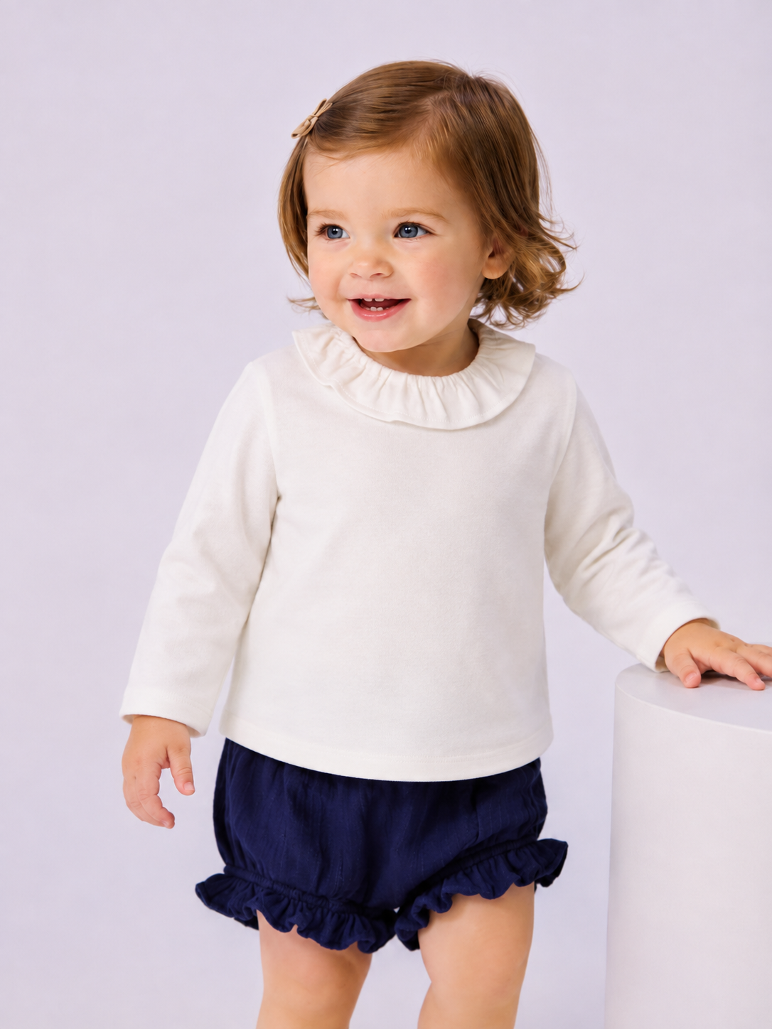 Maglia Bimba EMC Manica Lunga con Collo a Balza Arricciata