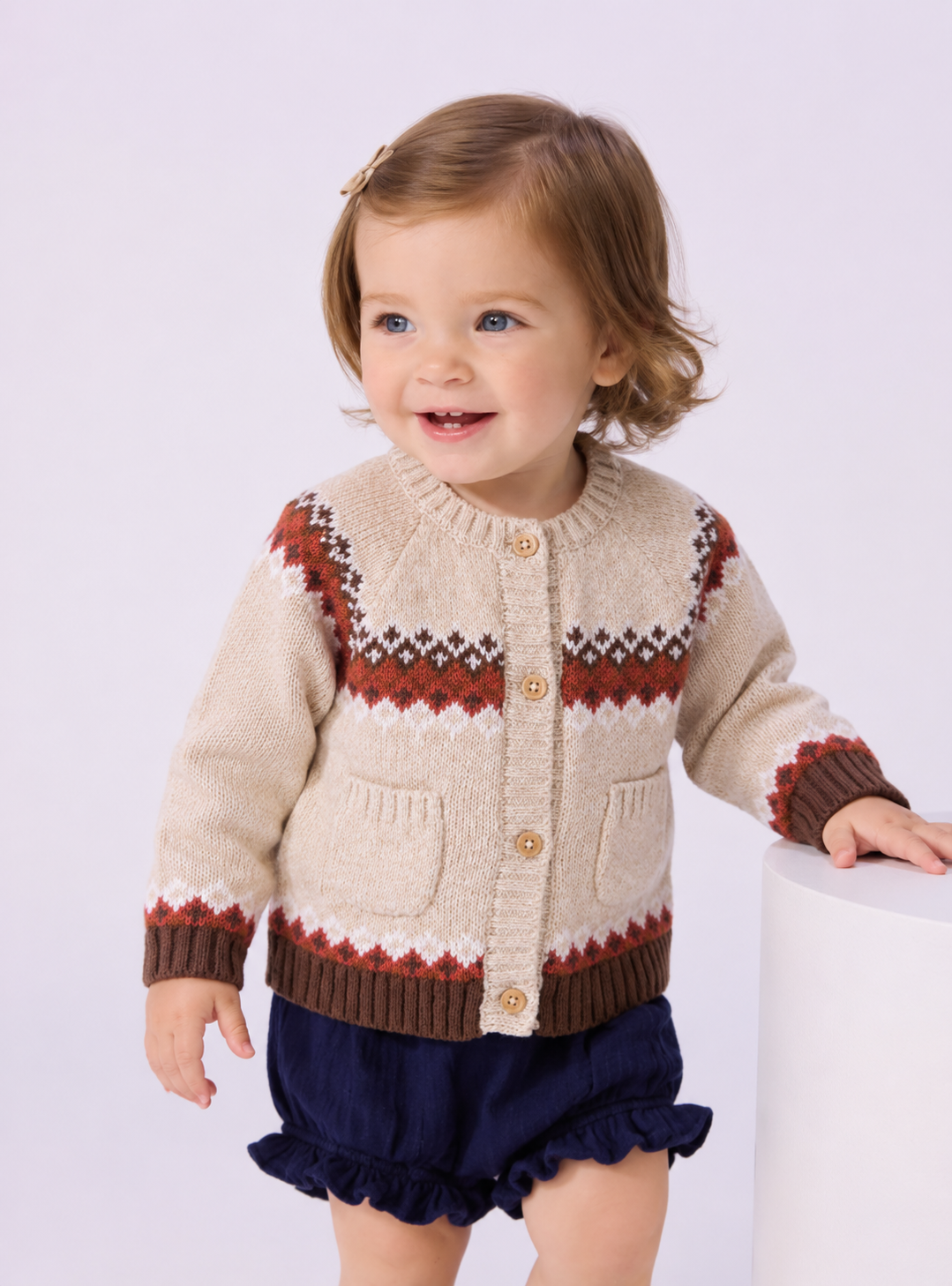 Cardigan Bimbo EMC in Tricot con Motivo Norvegese